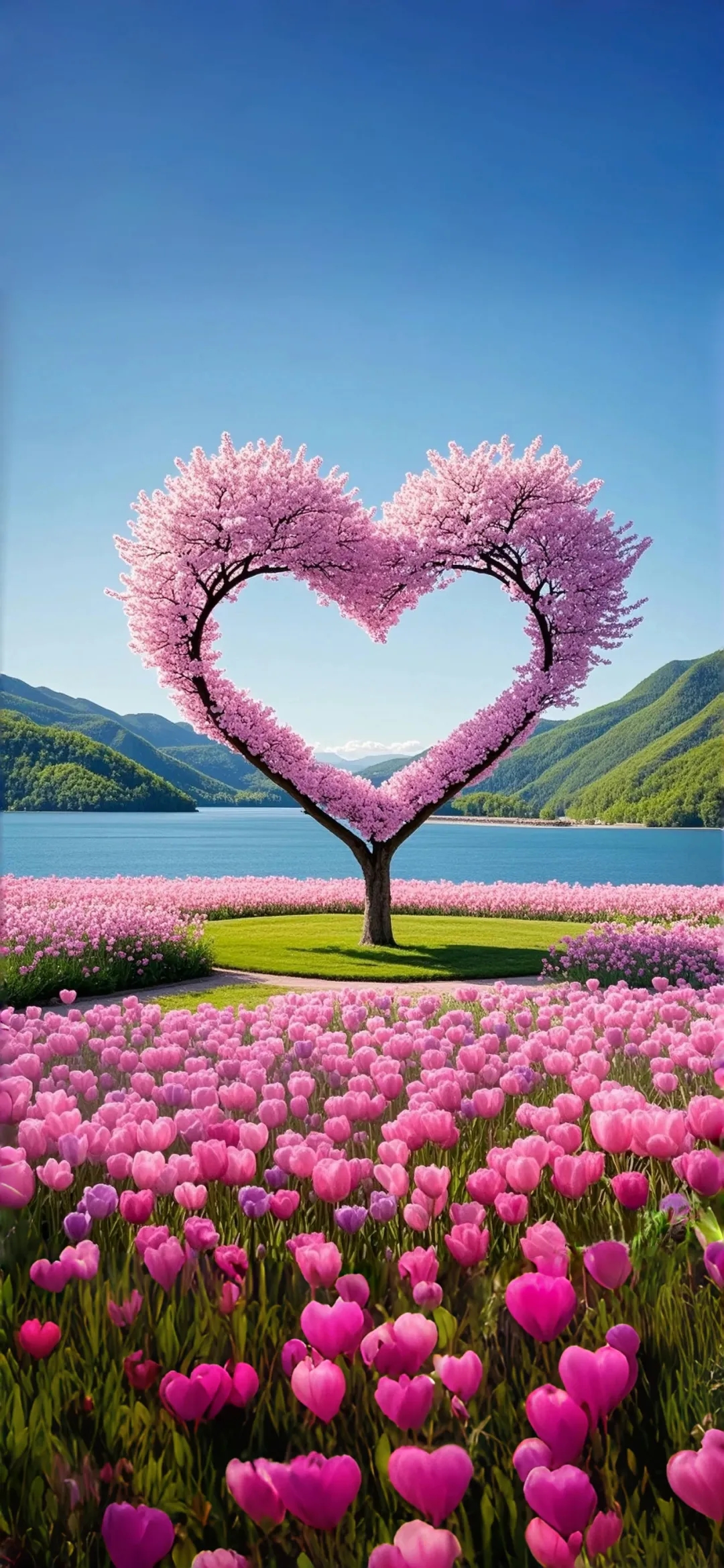 这棵心形的樱花树下,一片粉红花海,美得让人想恋爱了!