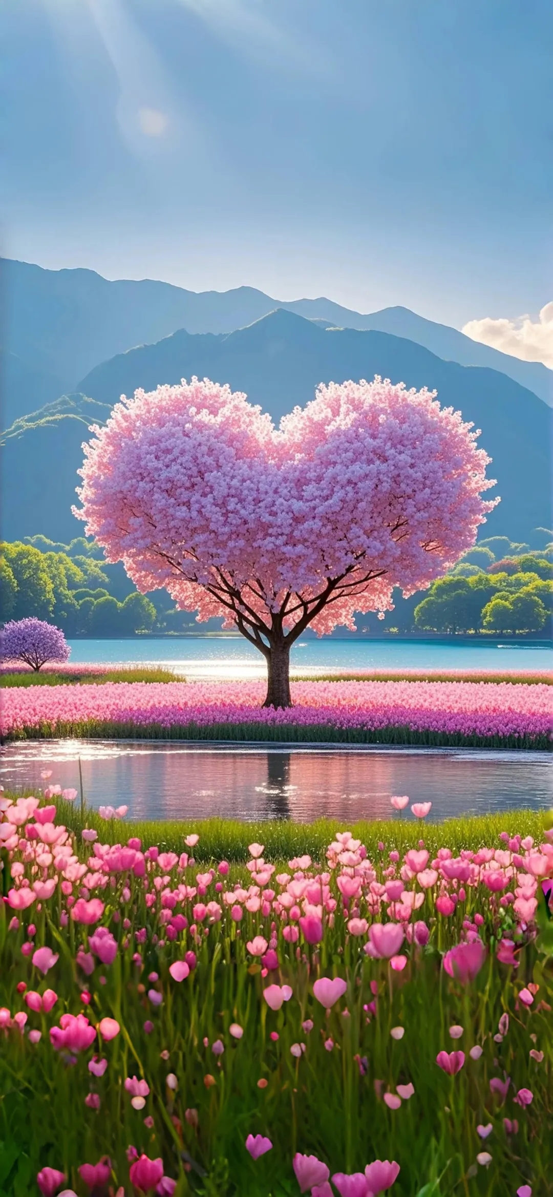 这棵心形的樱花树下,一片粉红花海,美得让人想恋爱了!