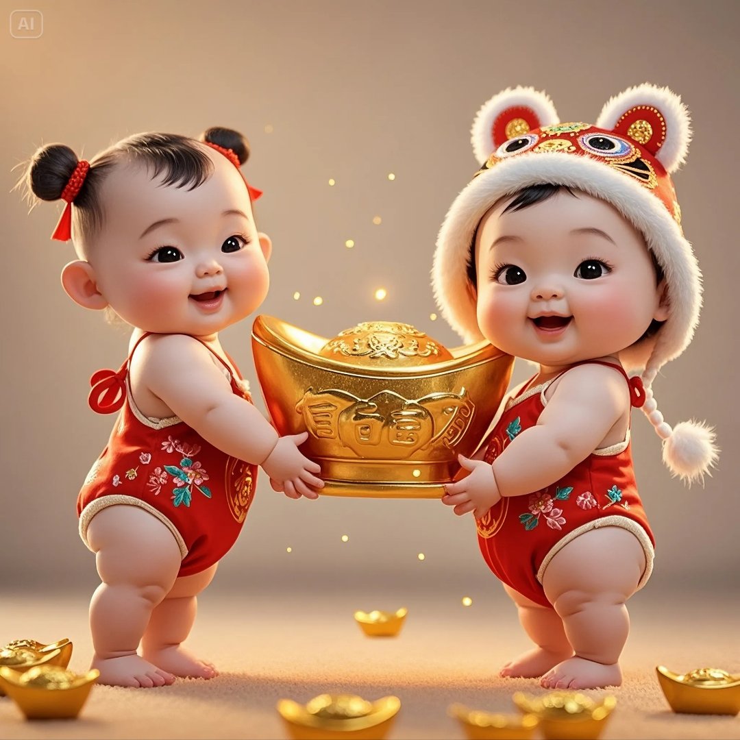 两只小财神,萌翻你的心,快来接福啦! 早上好!刷到了就是缘分