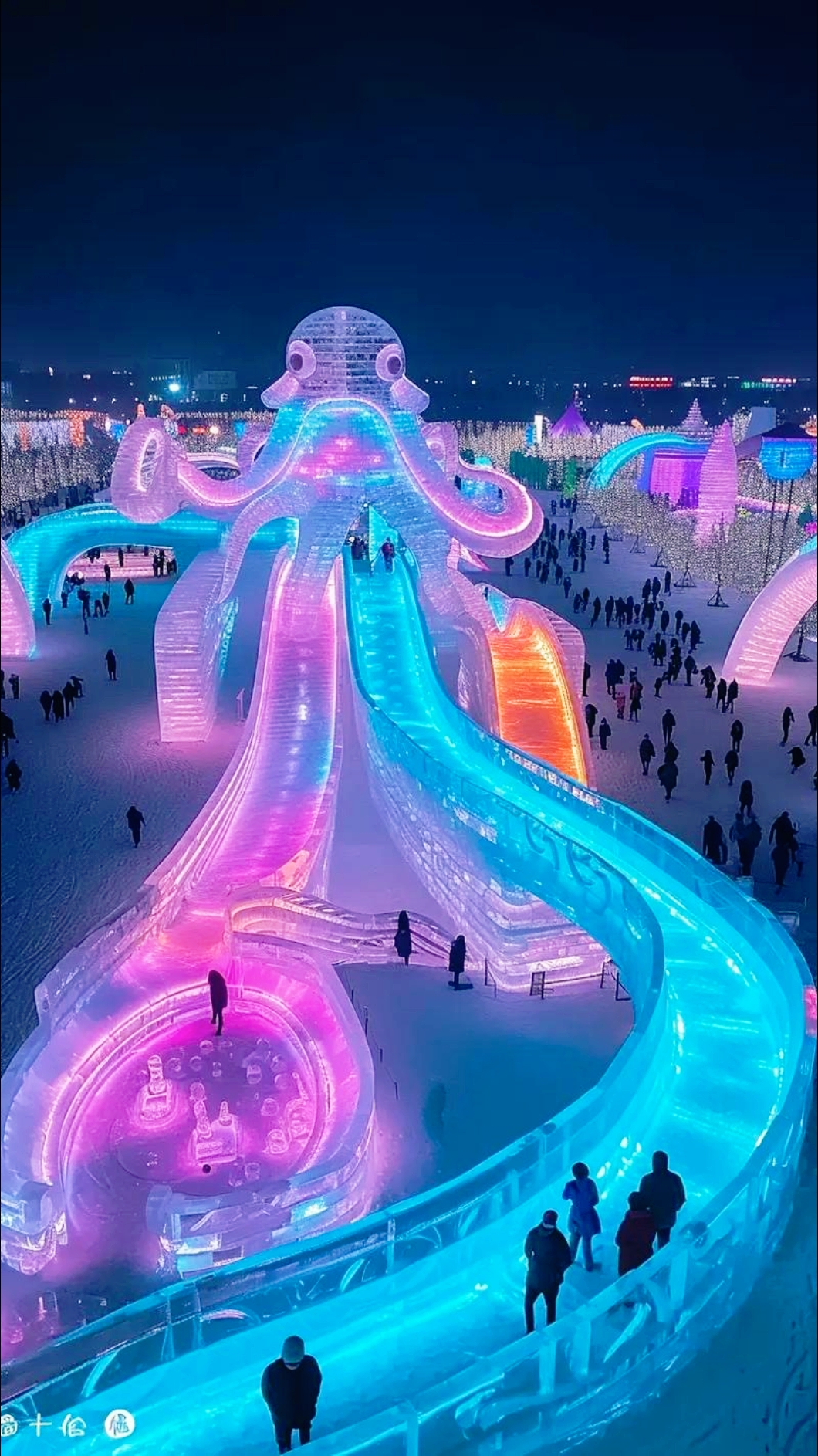 赞哈尔滨冰雪大世界 玉砌冰琢本自迷, 北国风景又添奇