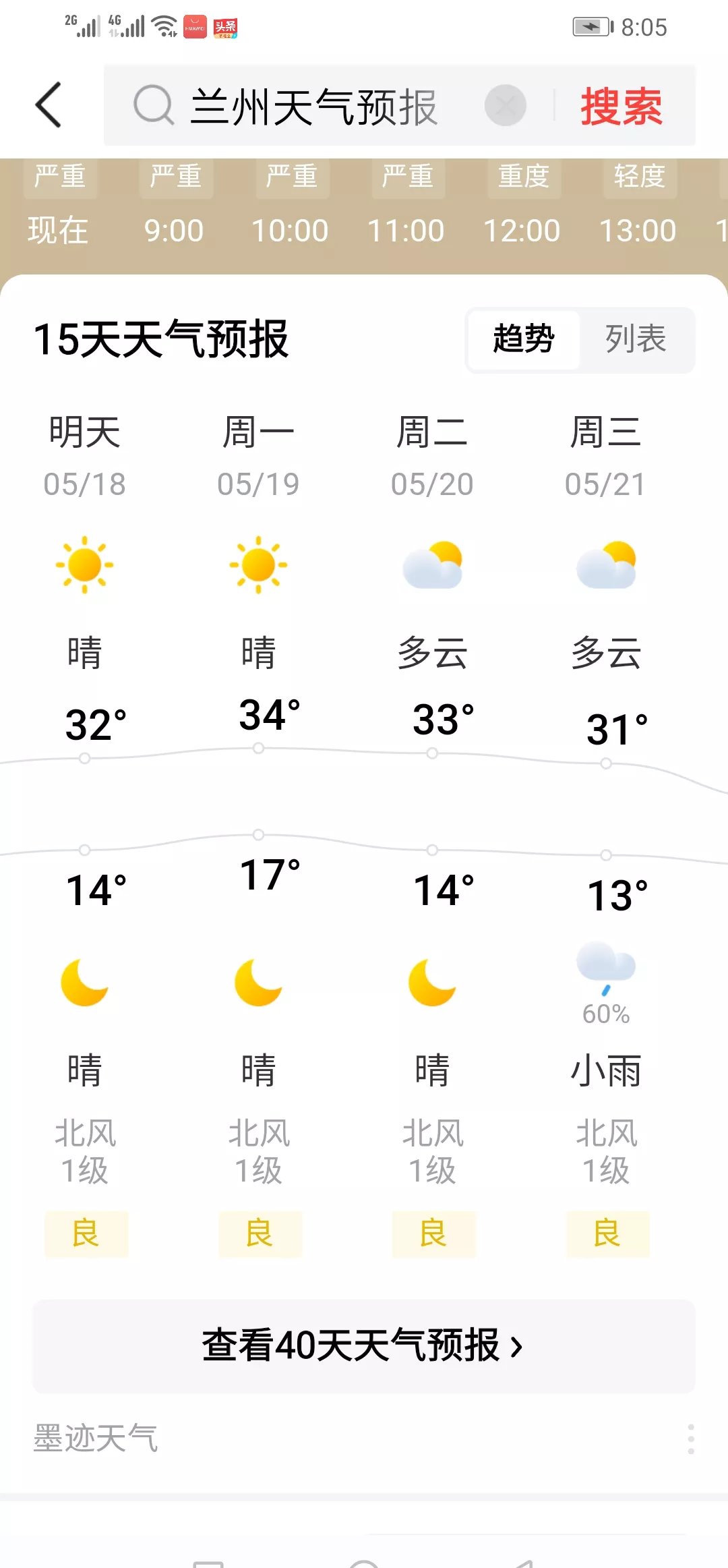 甘肃一周天气预报