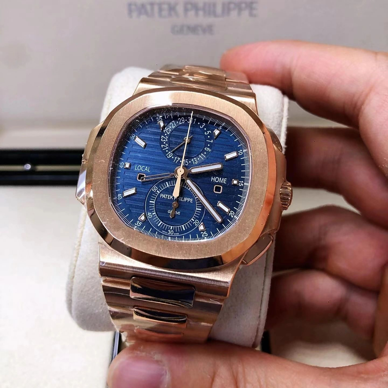 常规款最顶配全金鹦鹉螺,毕业款,百达翡丽运动优雅系列5990r,深蓝色