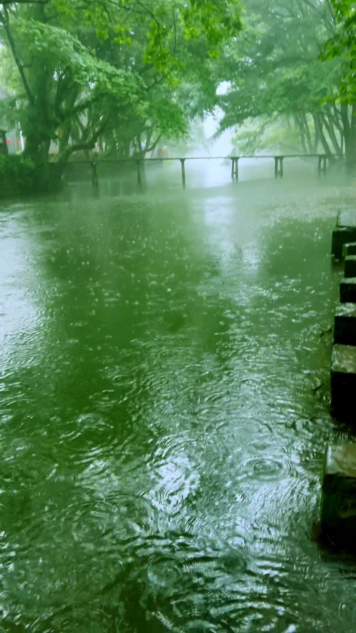 望着江南雨景,雨丝飘落,石板溅起水花,河起涟漪,至此,终于明白李白