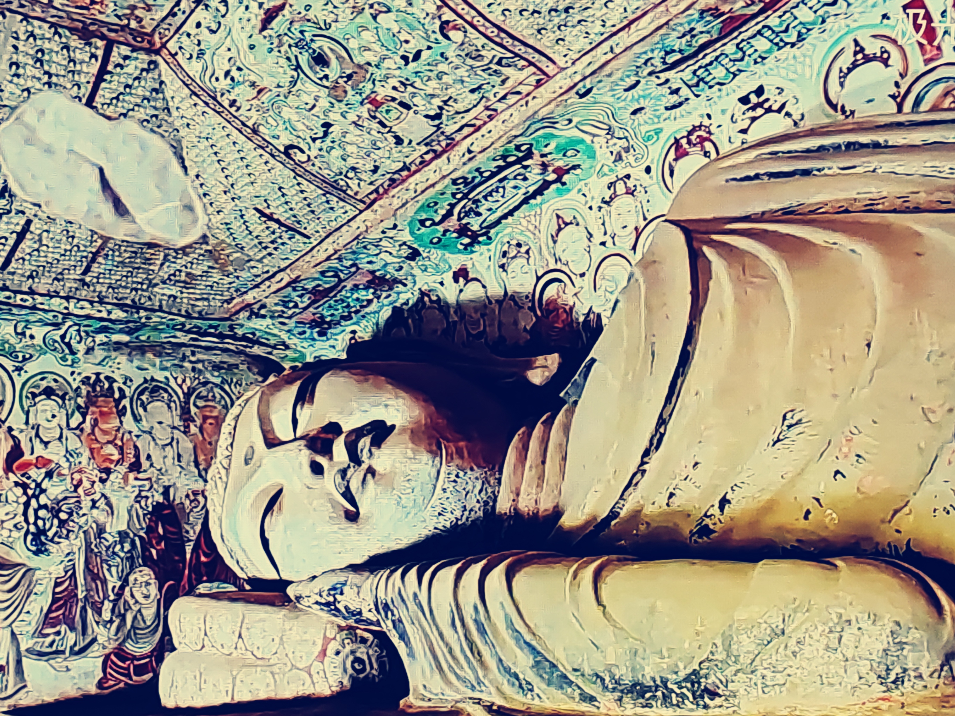 敦煌莫高窟最美卧佛        卧佛位于莫高窟第159窟,是一尊释迦牟尼的