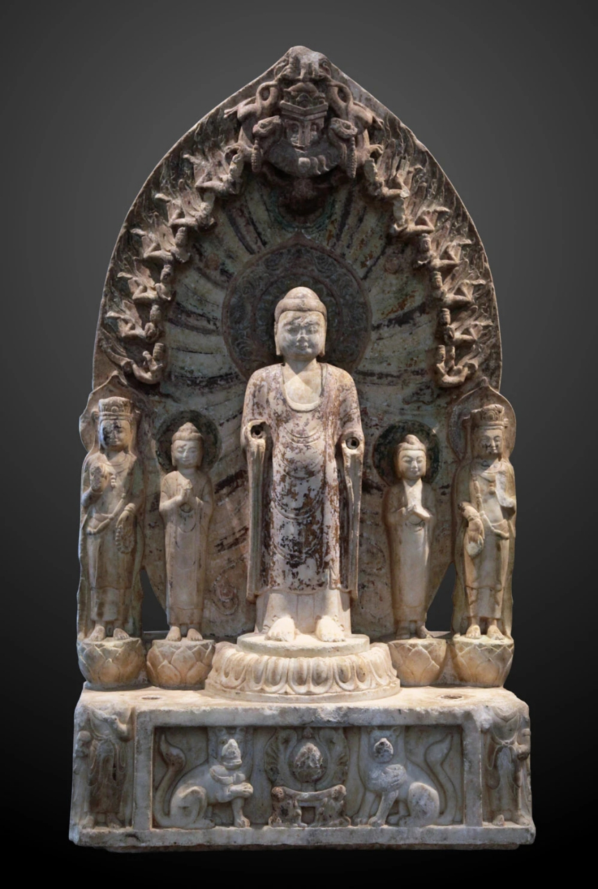 佛教文化# 北齐石雕释迦佛五尊造像 法国吉美博物馆藏