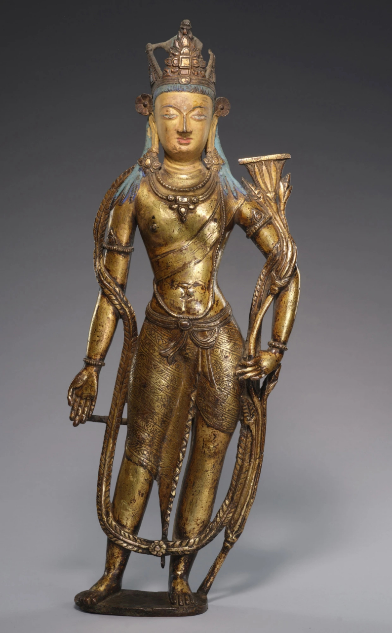 佛教文化# 铜鎏金文殊菩萨立像