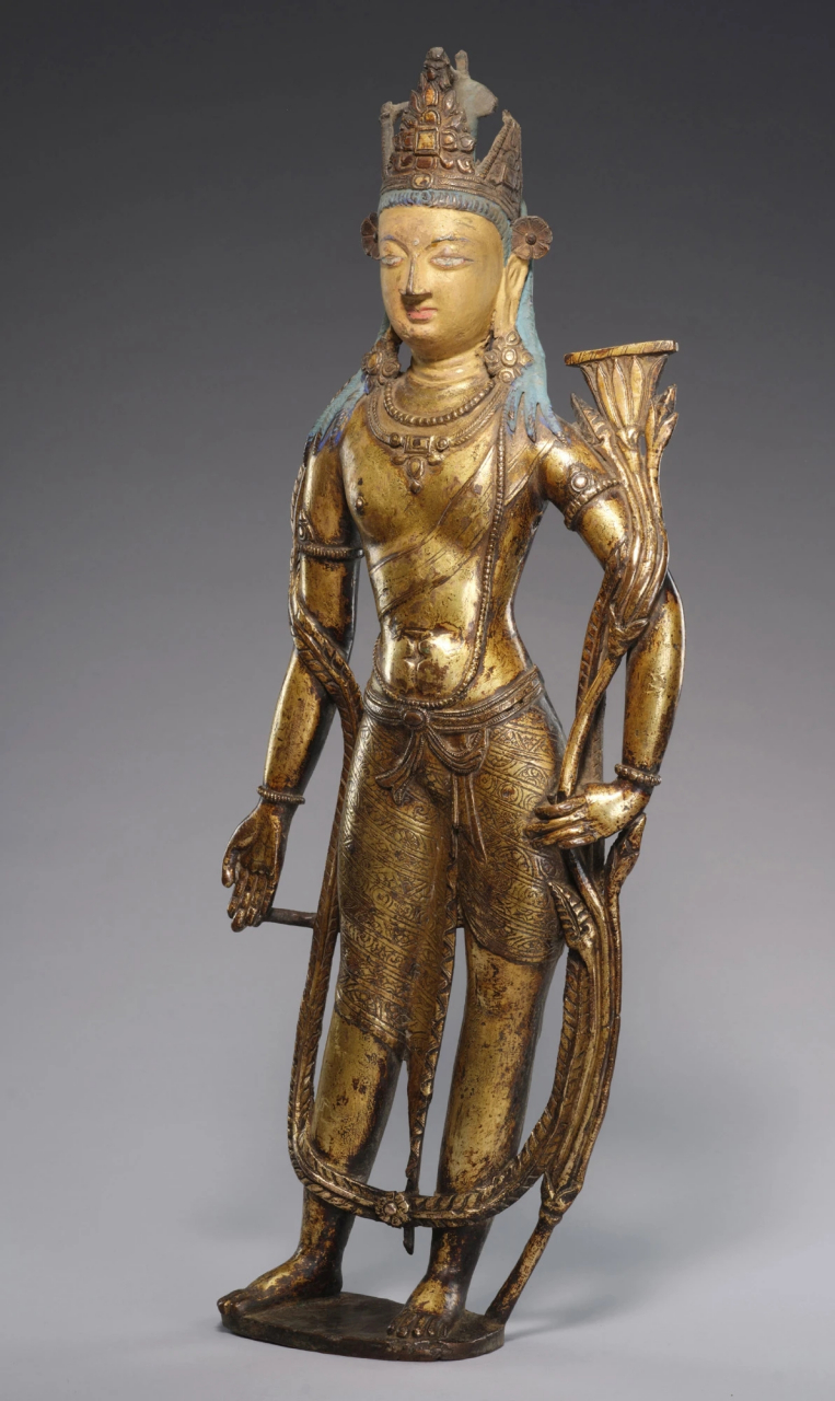 佛教文化# 铜鎏金文殊菩萨立像