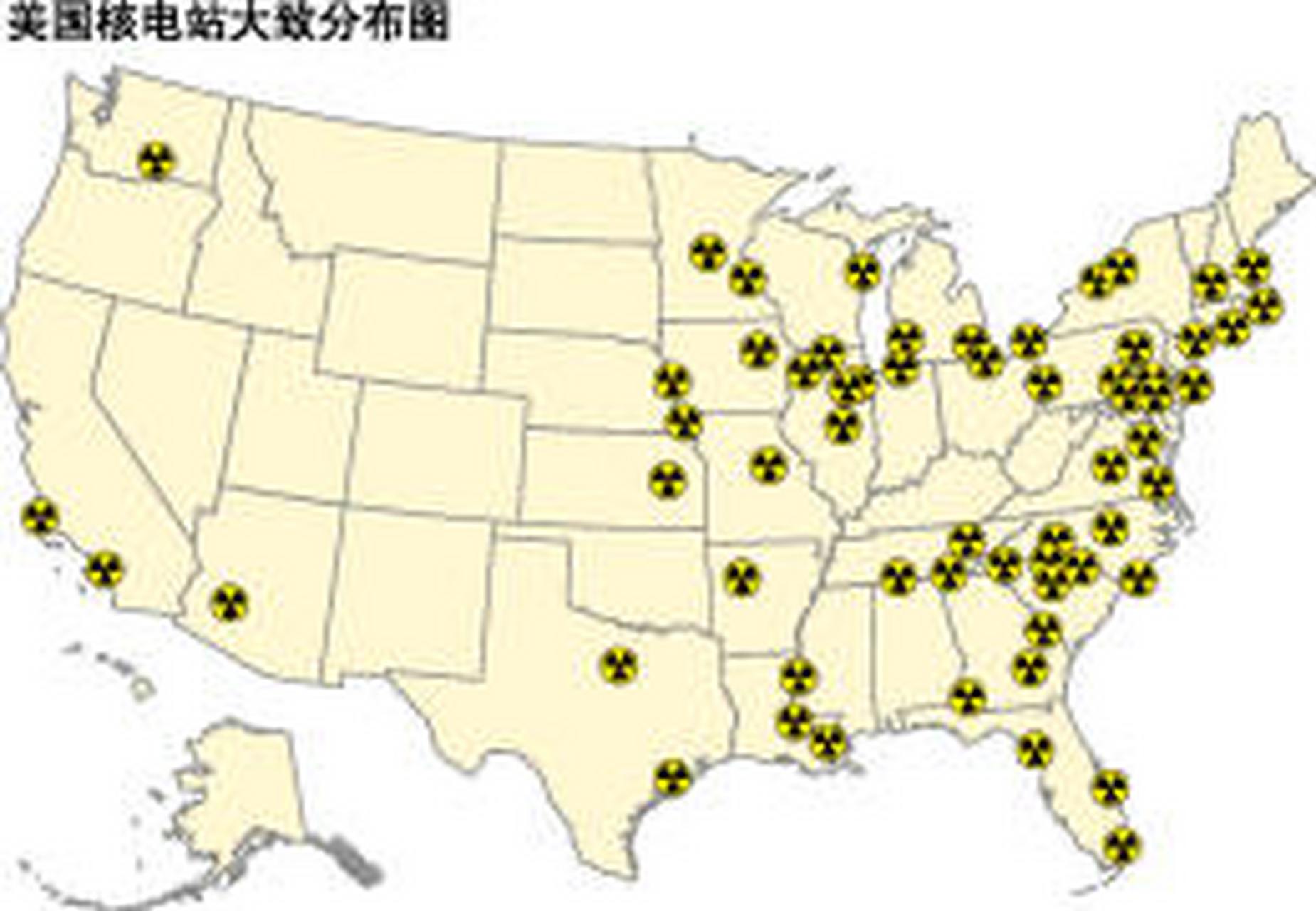 美国核电站分布图图片