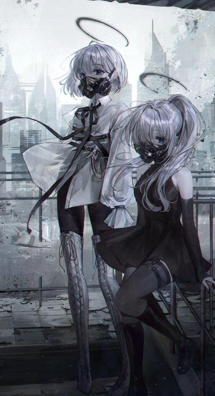 防毒面罩的少女 画师:umi