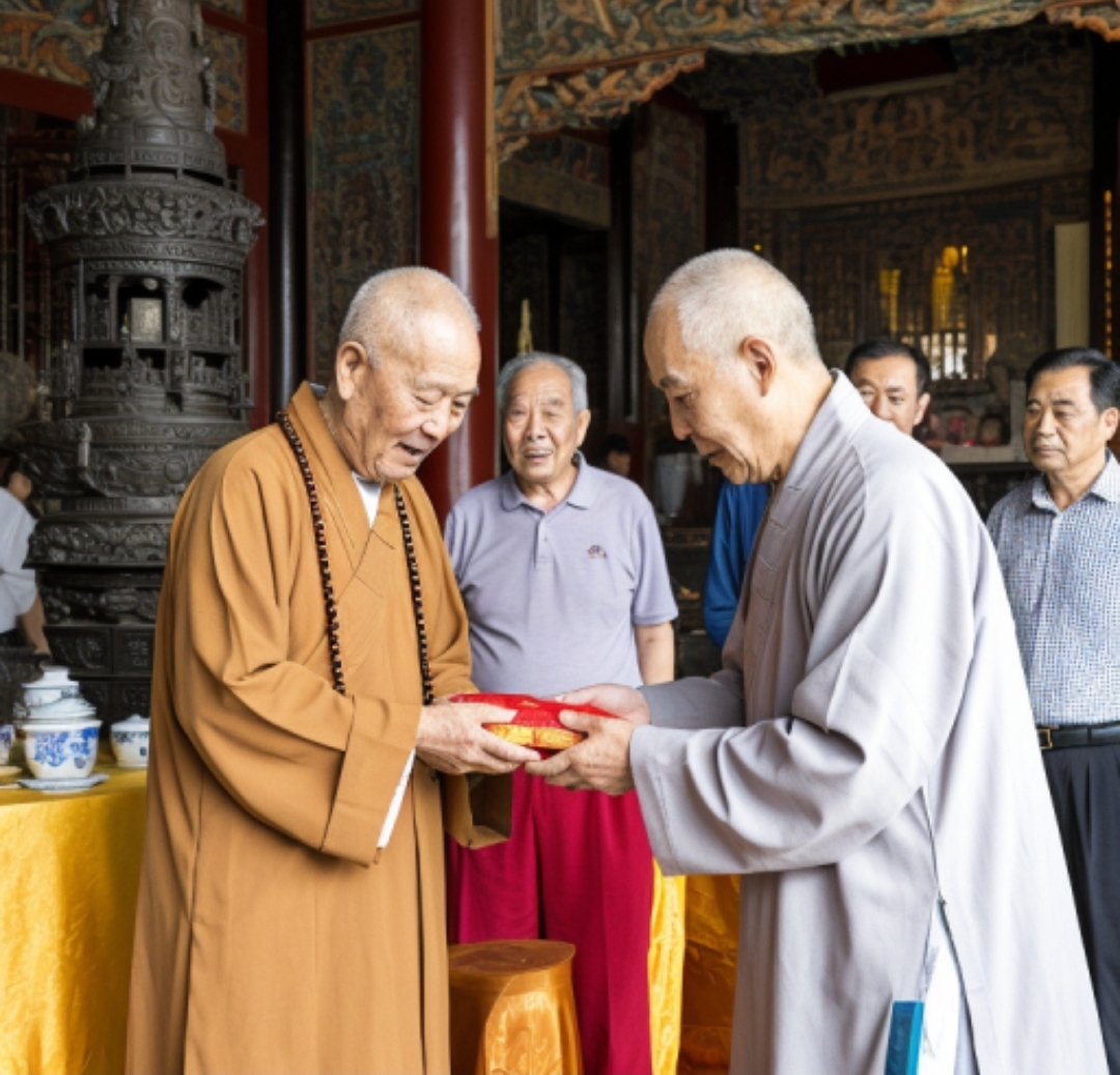 我们上山散步和几位退休的老干部走一起,刚好路过寺庙,庙里的主持赶紧