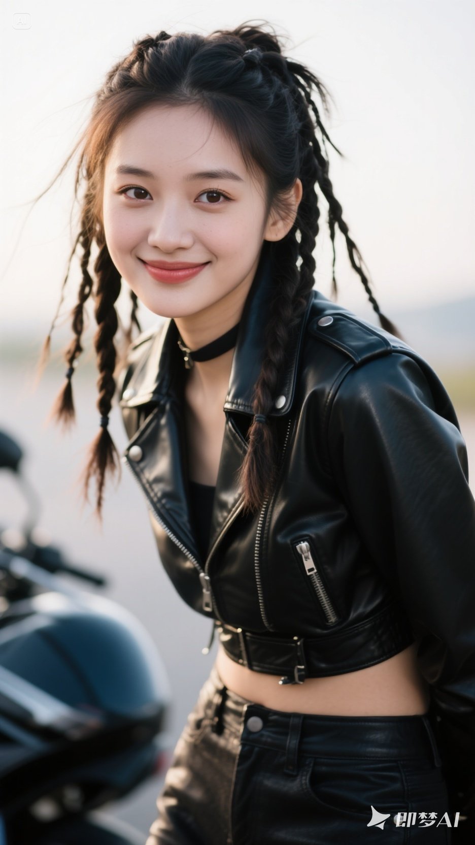 美少女扎着脏辫,五官精致如画,明亮眼眸与冷艳气质相得益彰