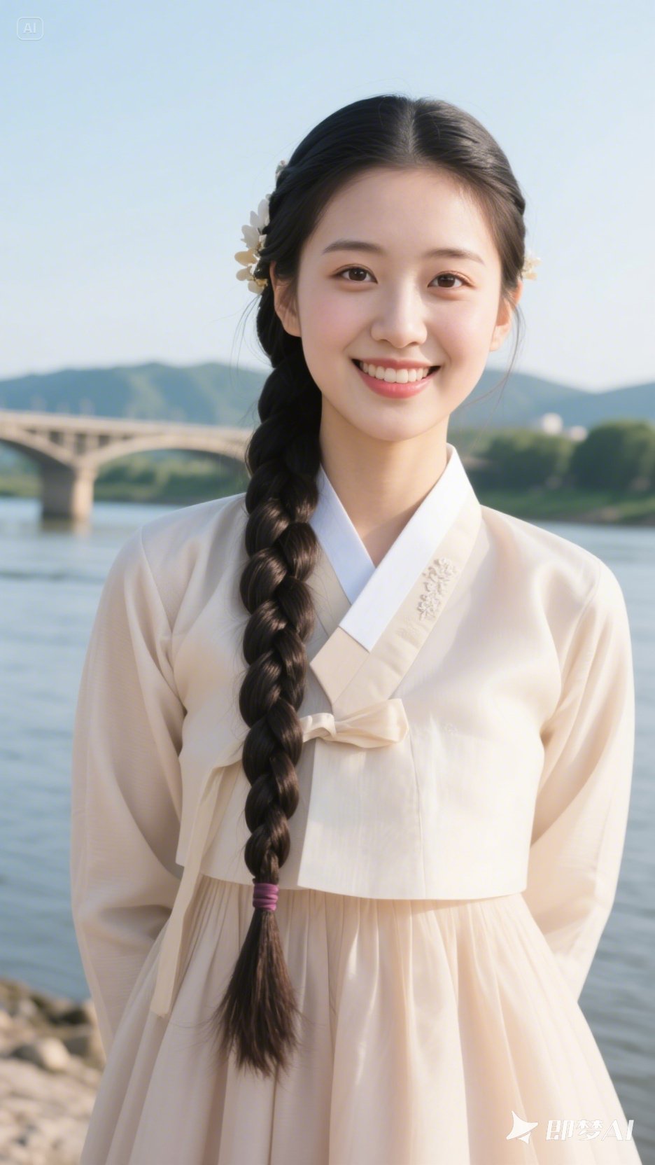 朝鲜姑娘笑颜开,大眼双皮貌若仙