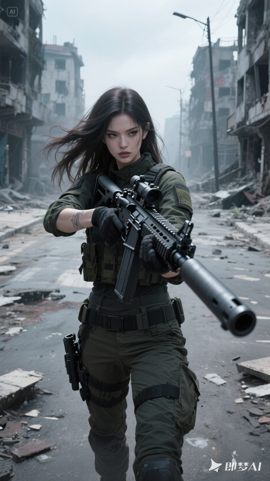 当废土的沙暴卷走最后一丝温柔,你以硝烟为唇釉,枪管