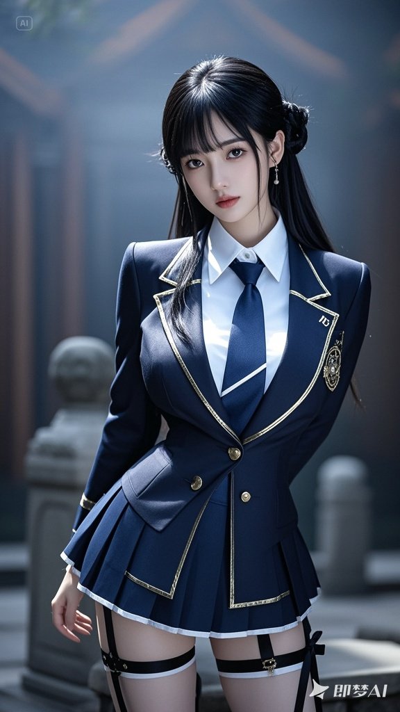 她束起乌黑长发,五官精致如画,明亮大眼透着冷静果断