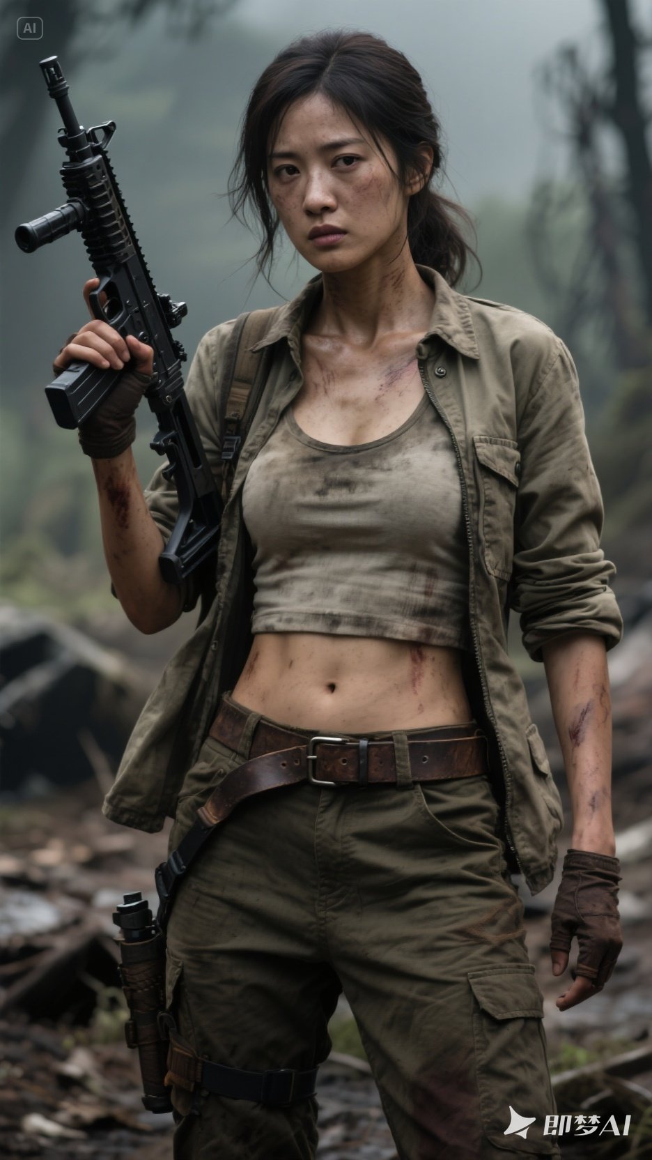 她眼神冷峻,身姿挺拔,尽显坚贞