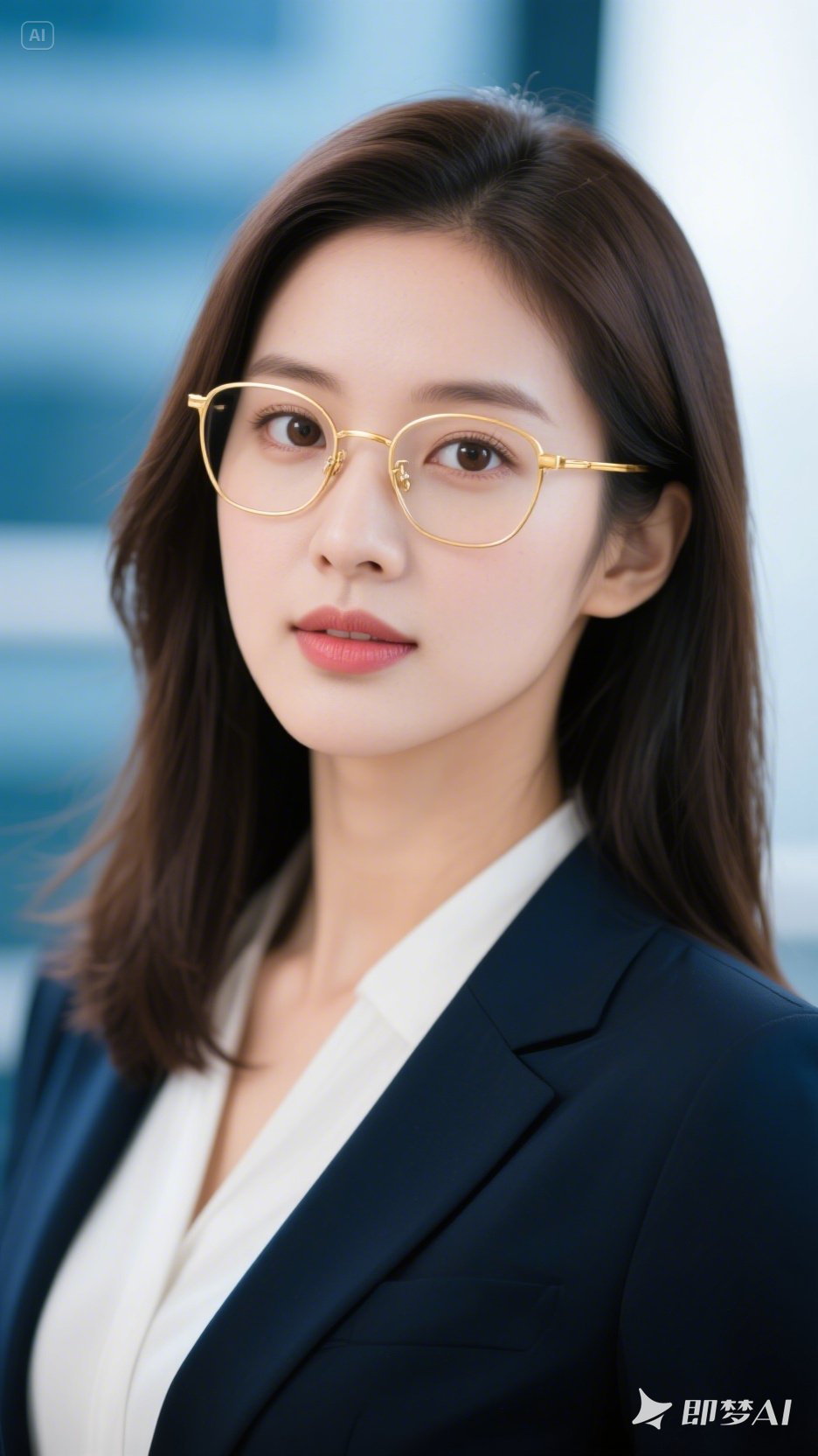图片金丝眼镜女图片端庄高贵典雅的女人圆脸大眼睛中年适合哪种眼镜框