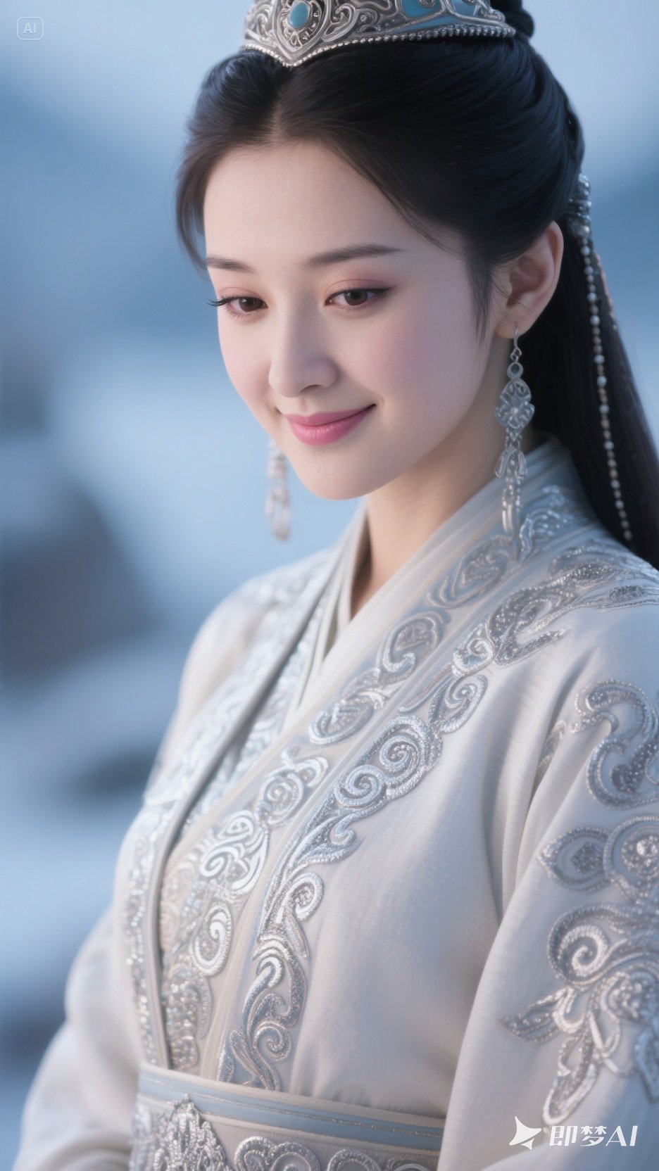 瓜子脸上五官精致立体,澄澈大眼睫毛纤长,搭配自然眉形与挺直鼻梁