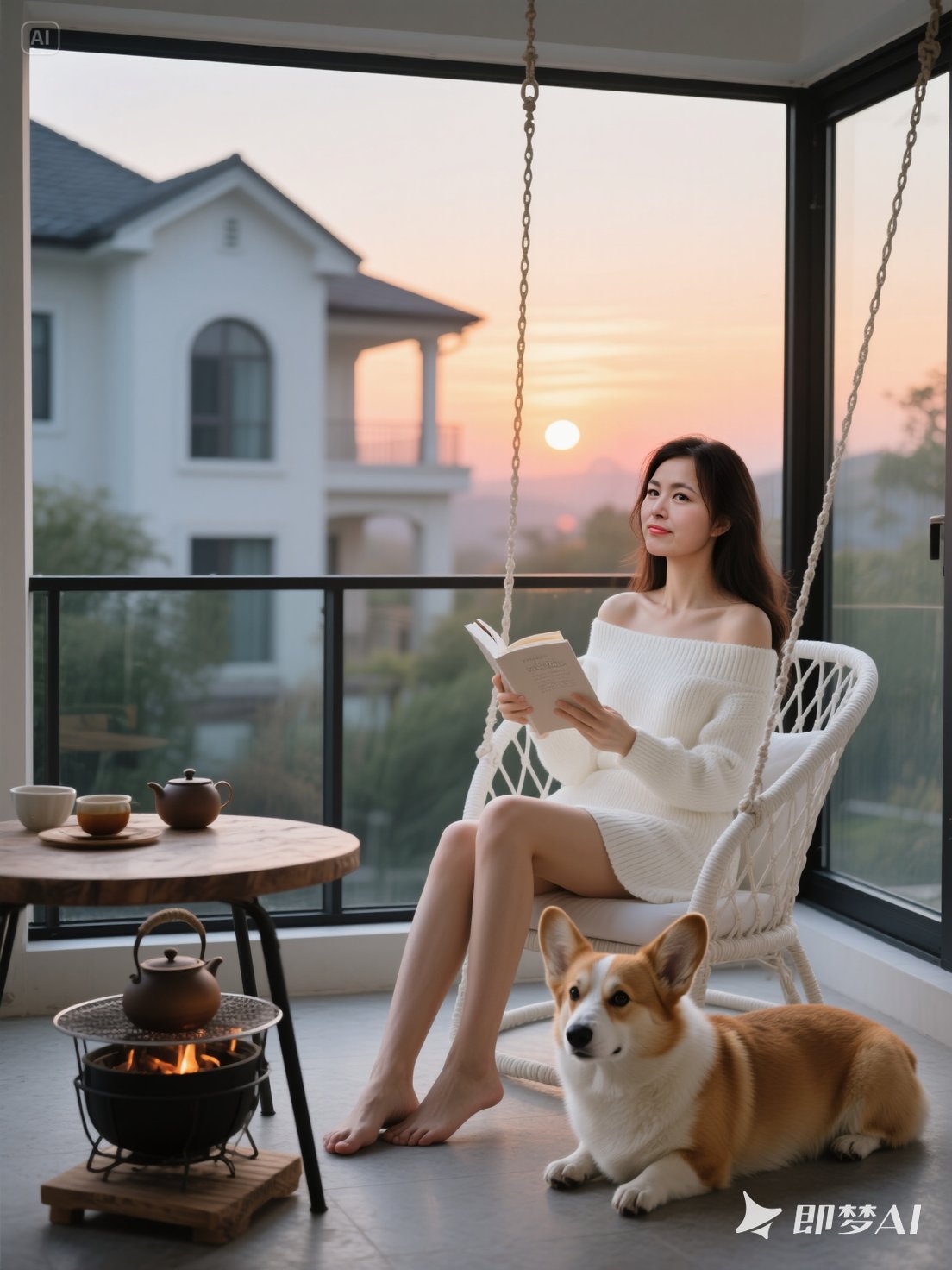 一袭白色露肩毛衣短裙,衬得冷白皮更显剔透,精致锁骨若隐若现