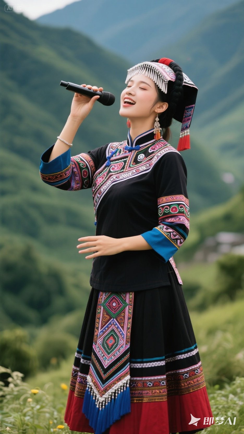 山风掀起衣角,唇齿间淌出的山歌撞在崖壁上,惊飞竹丛里的雀儿