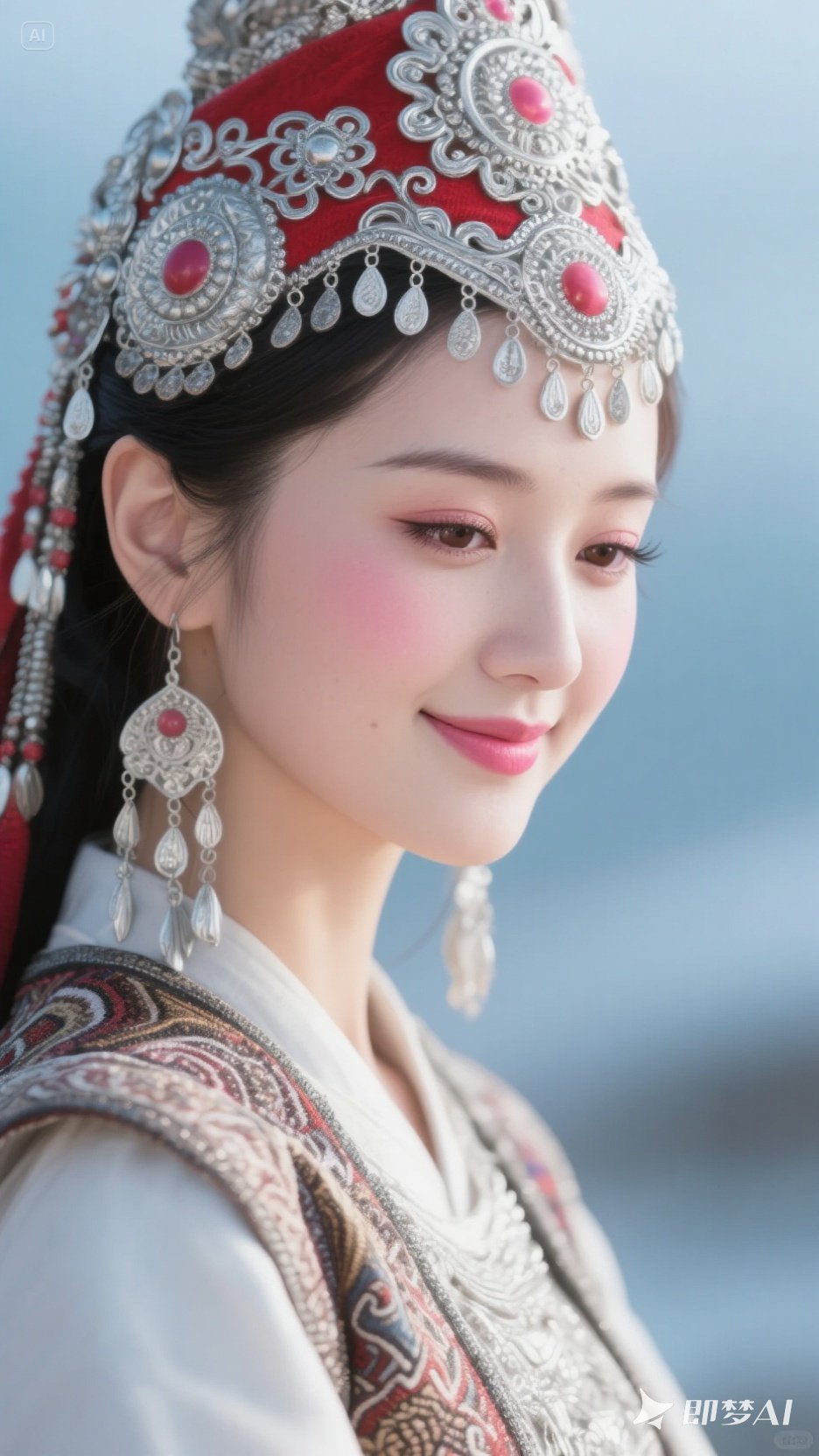 瓜子脸上五官精致立体,澄澈大眼睫毛纤长,搭配自然眉