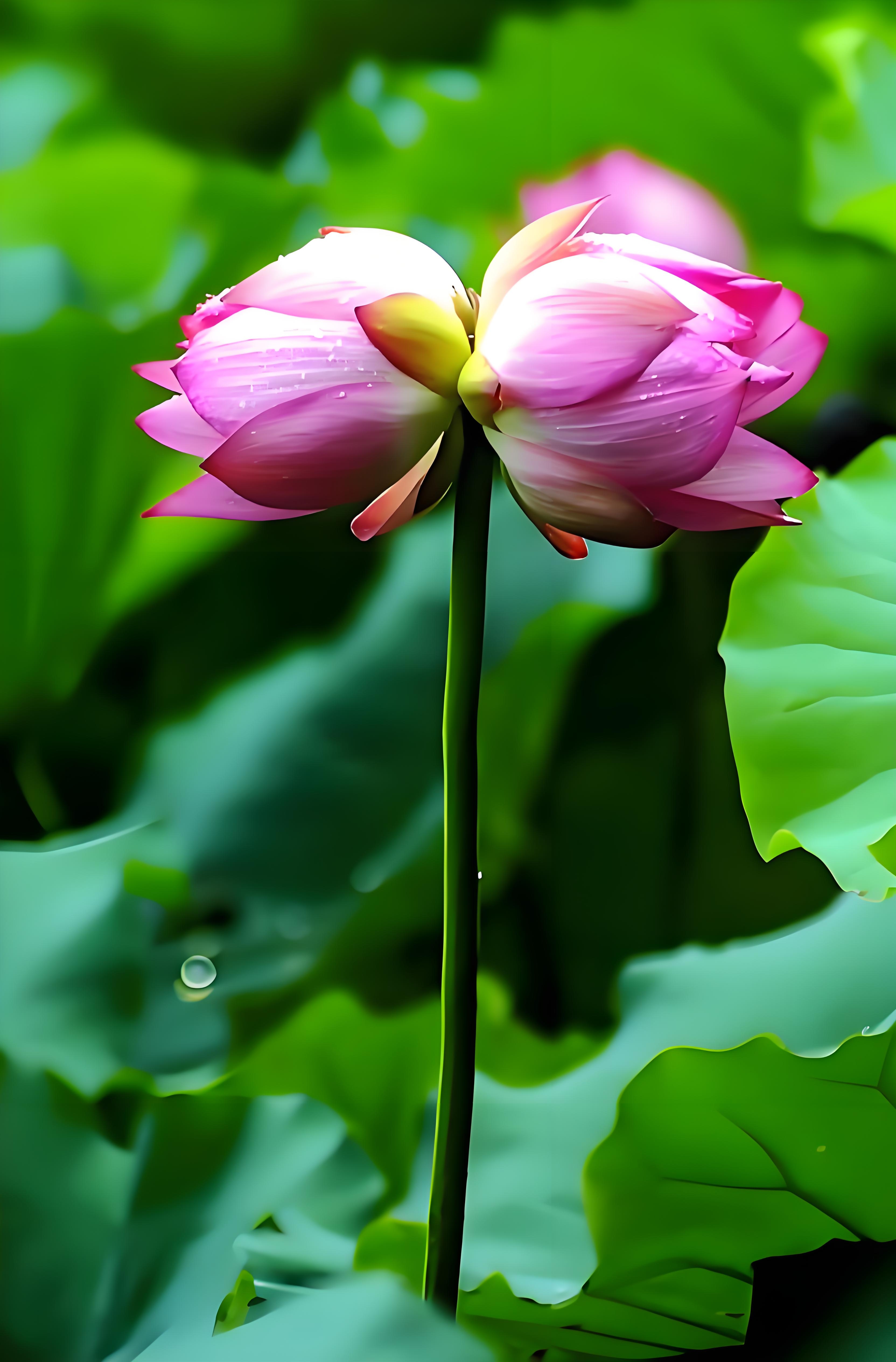 七律·并蒂荷花(新韵)  池塘两朵荷花拥,抱体婀娜立水中.