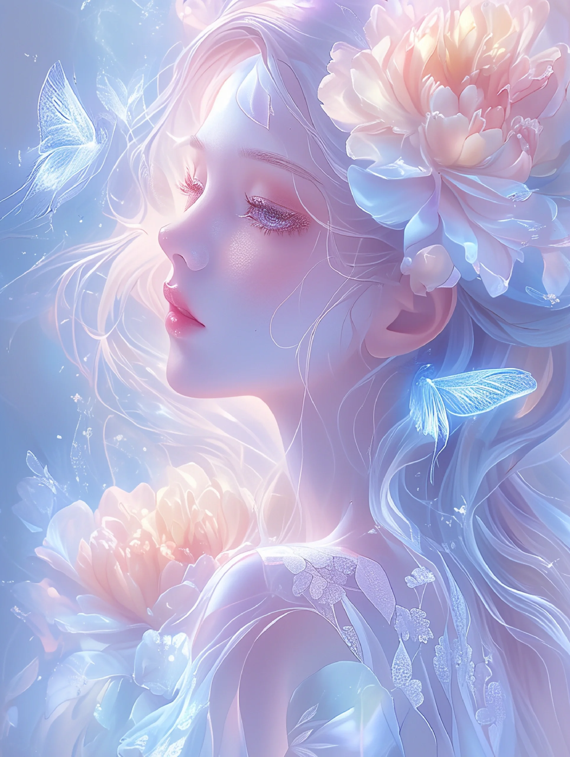 梦幻天空类:比如女孩在云海中漫步,戴着天使翅膀在蓝天飞翔的照片蓝