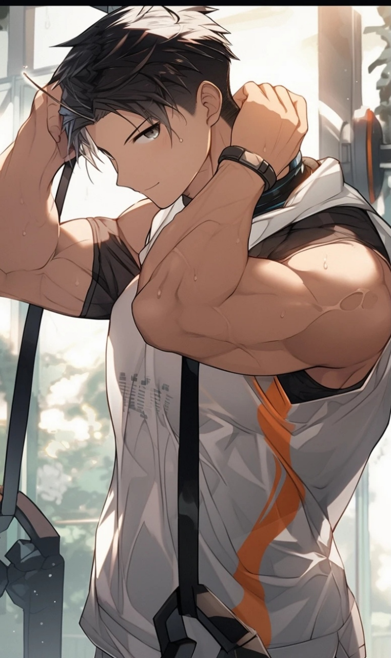 动漫肌肉男,这肌肉线条和手臂太帅了.