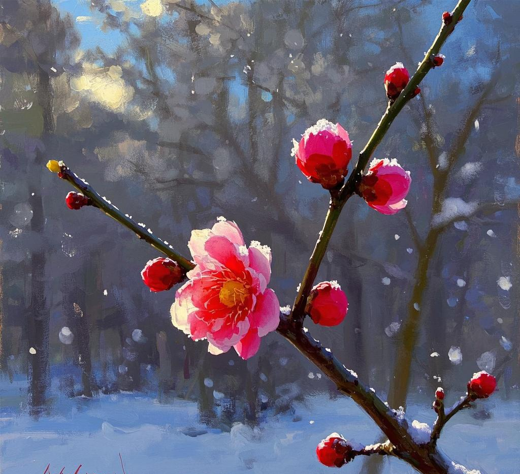 油画梅花作品欣赏梅花油画