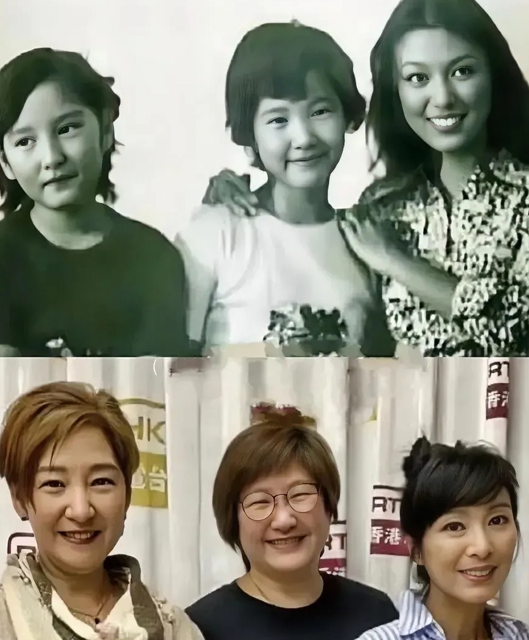 三姐妹罕见同框:米雪(严惠玲),雪梨(严惠明),苹果(严惠萍).