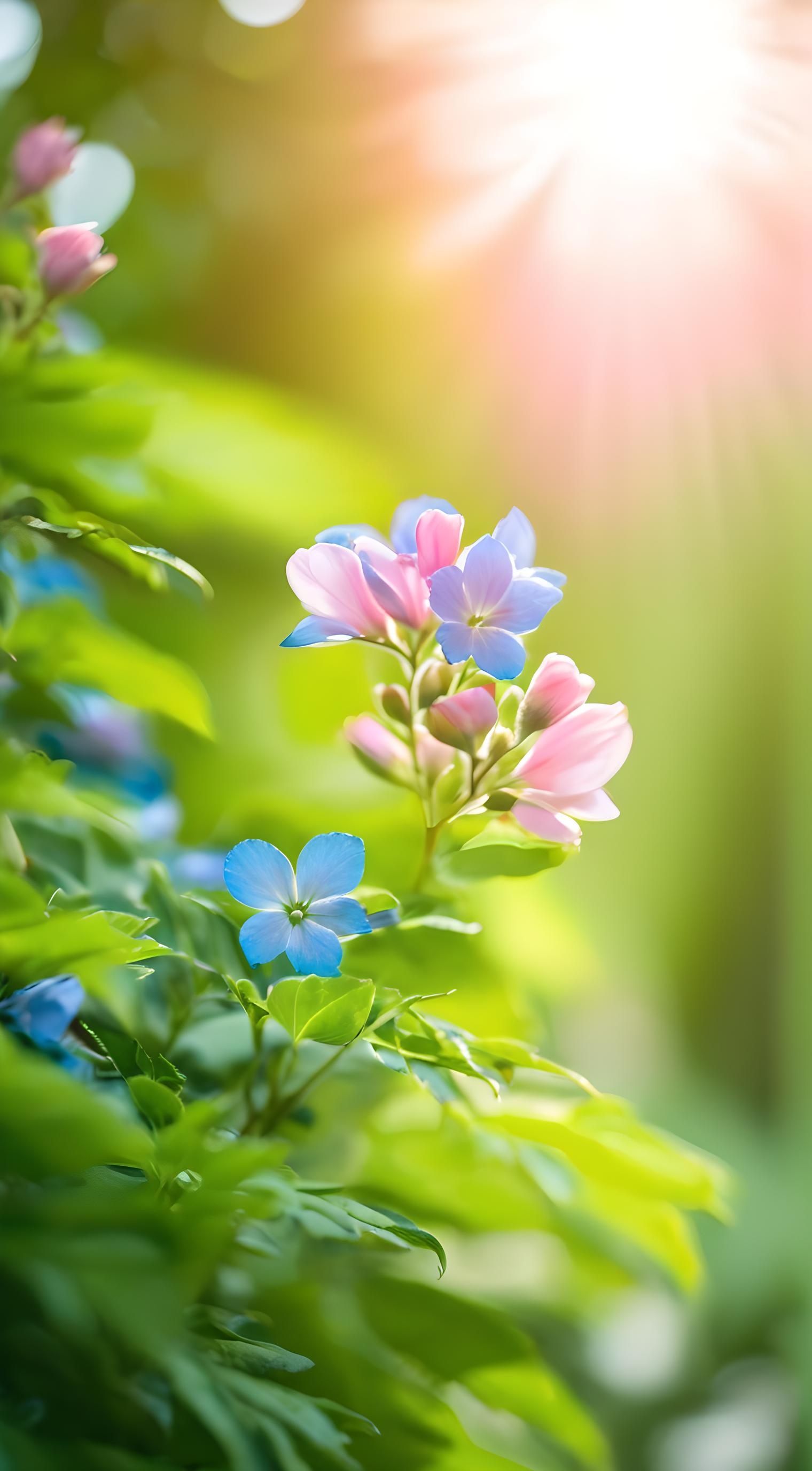 阳光下的花草美图图片