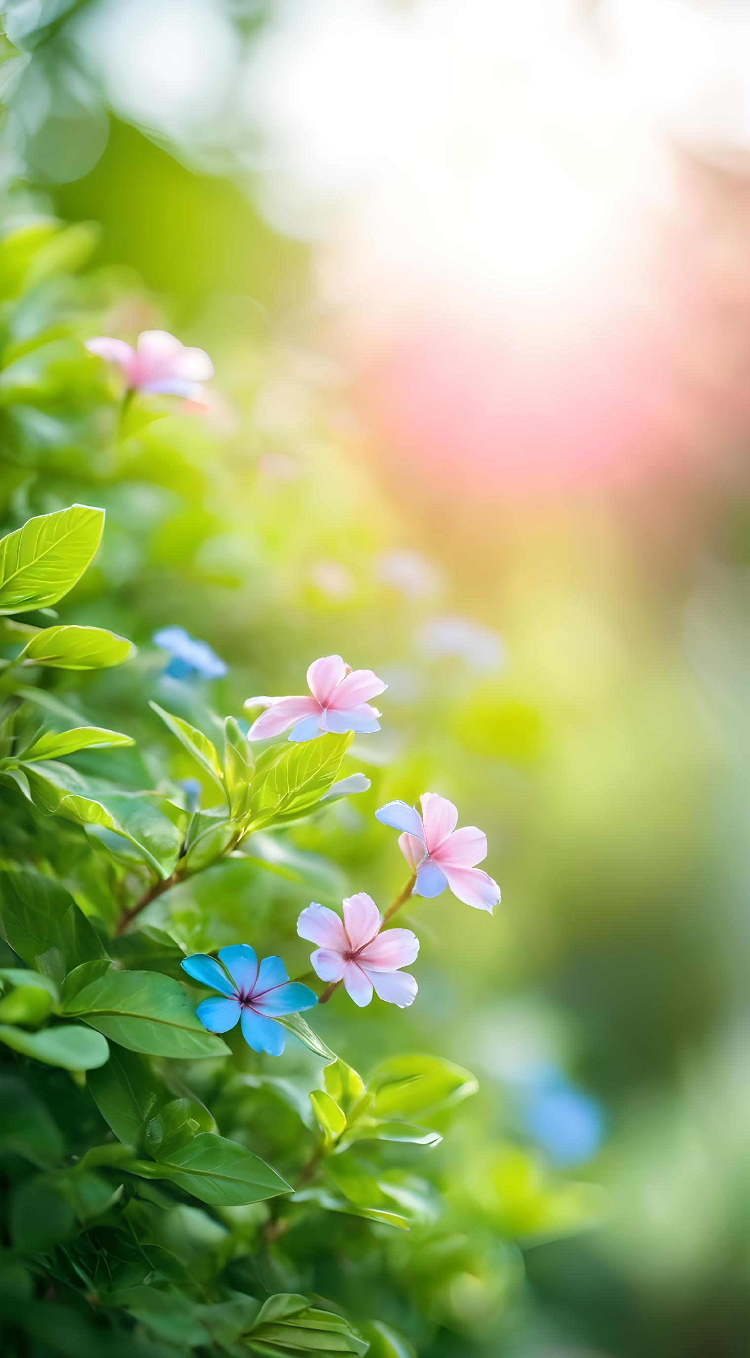 阳光下的花草美图图片