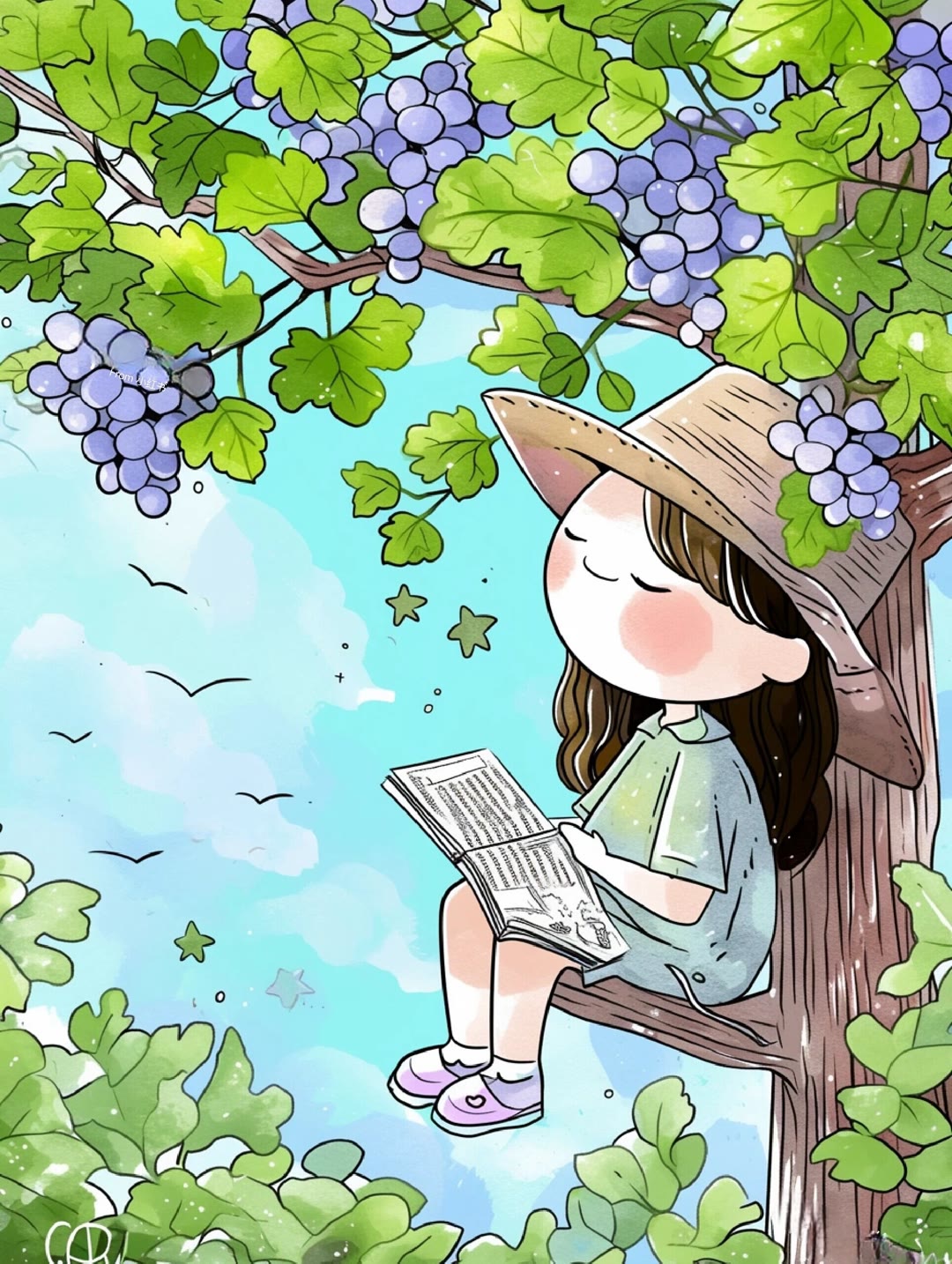 92  91在这片绿意盎然的草地上,小女孩与葡萄串的邂逅,仿佛是大