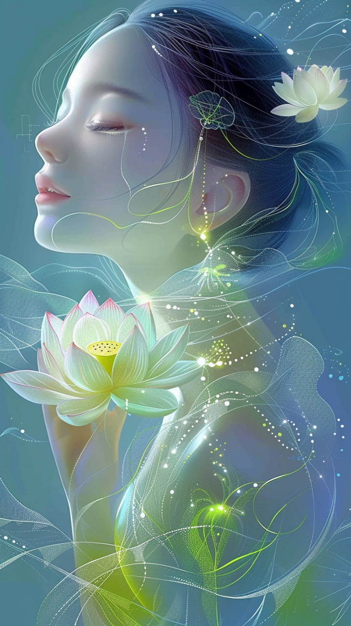 白色的莲花盛开,宛如仙子降临凡尘,翩翩起舞