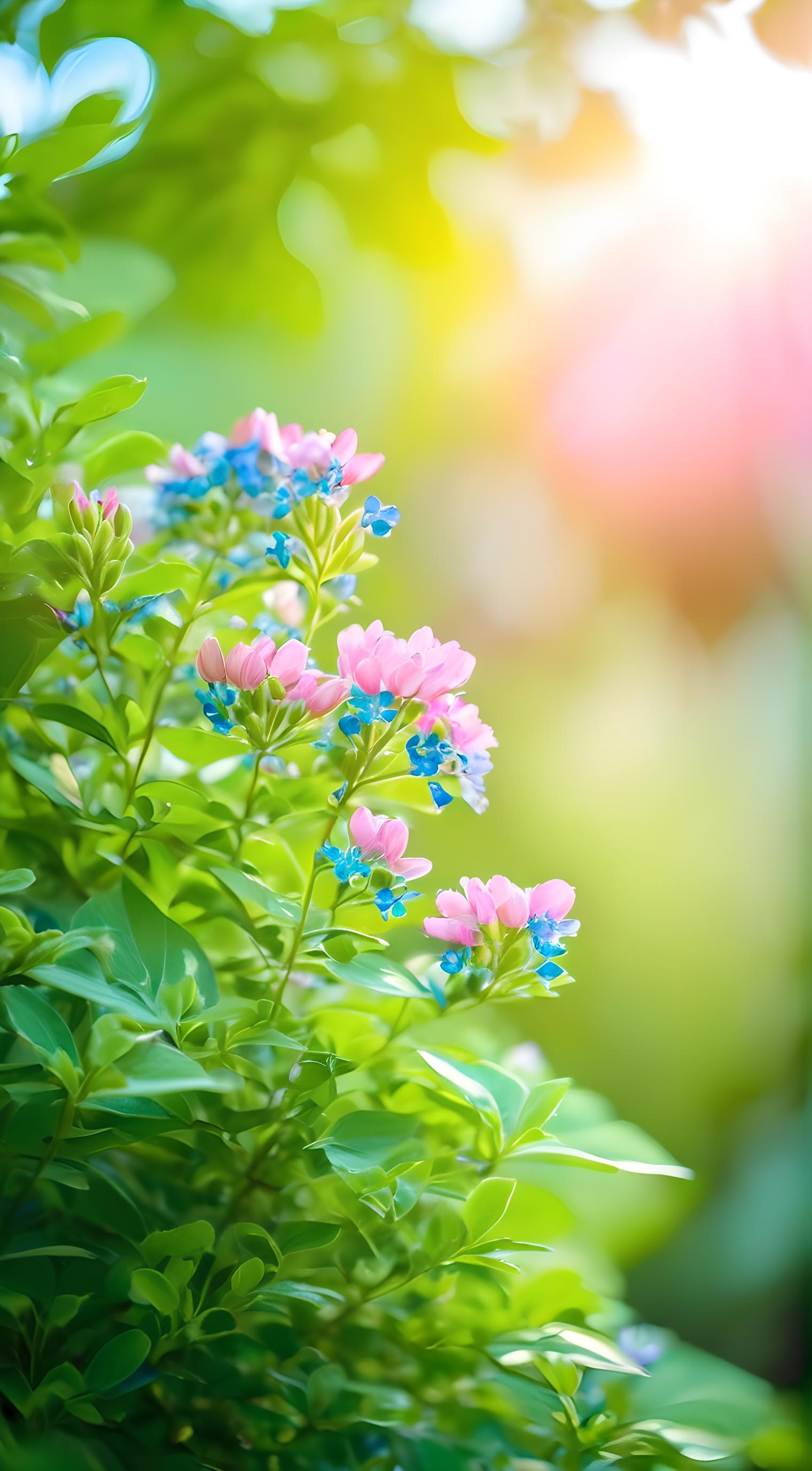 阳光下的花草美图图片