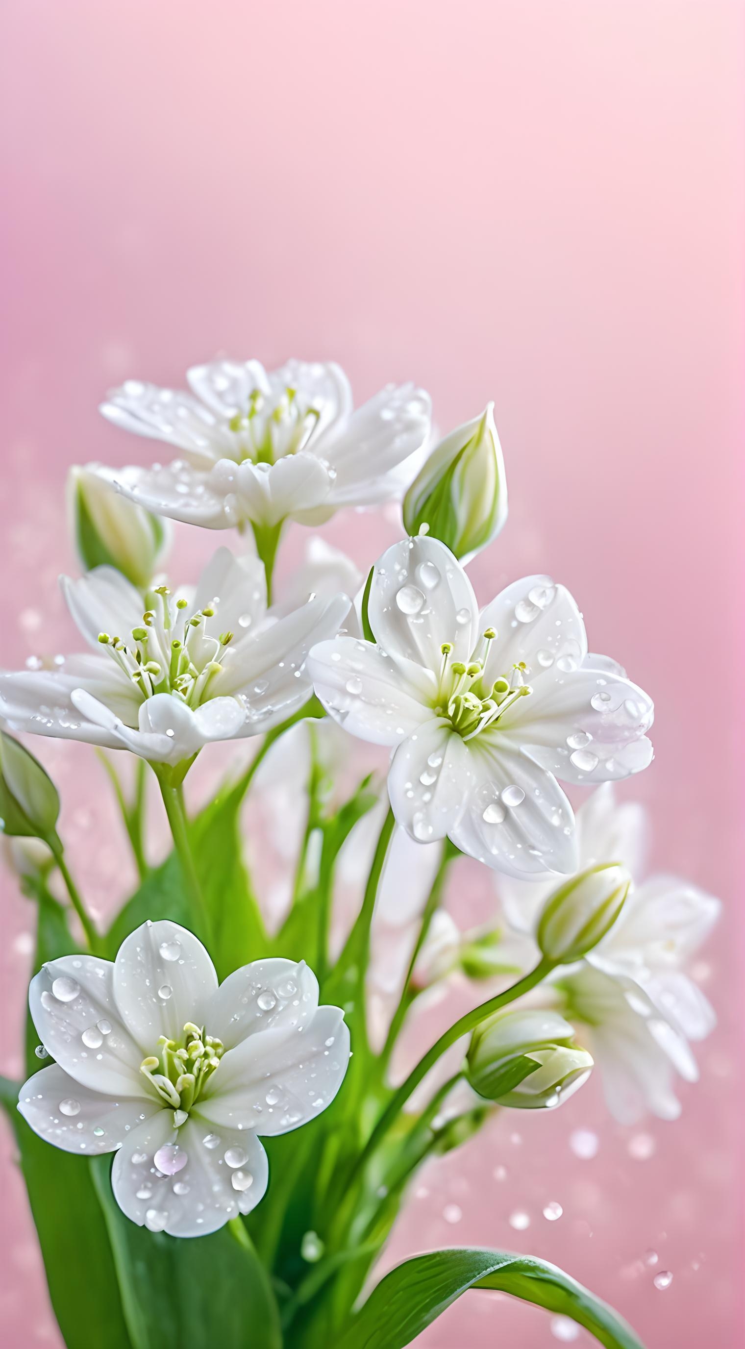 雨后花园,清新白花,静谧美好