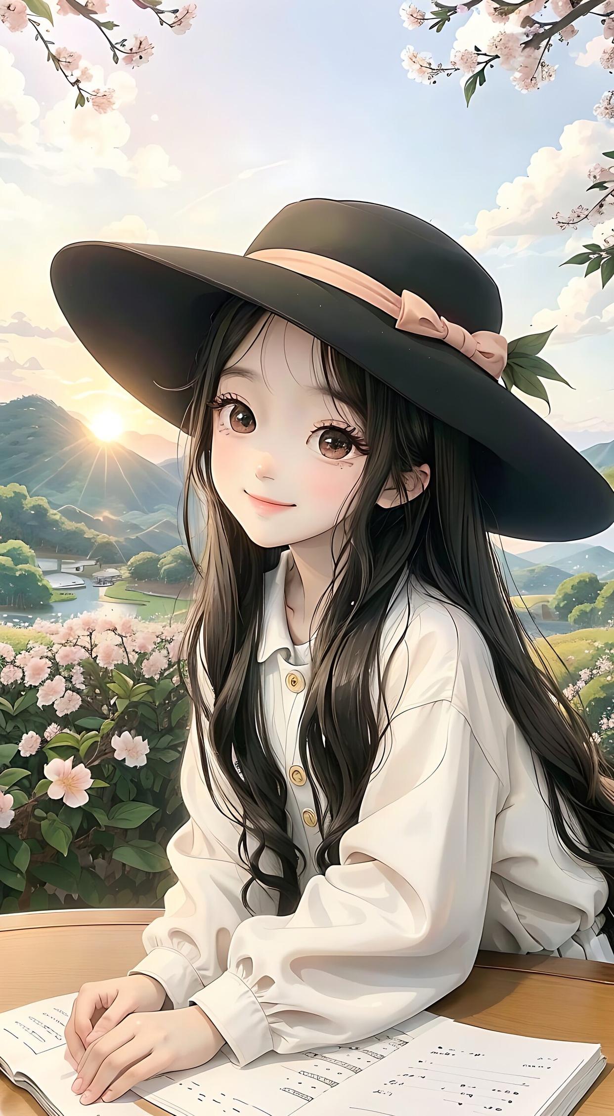 少女释怀人活着就要开心图片得之我幸卡通女封面竖屏卡通手机壁纸女孩