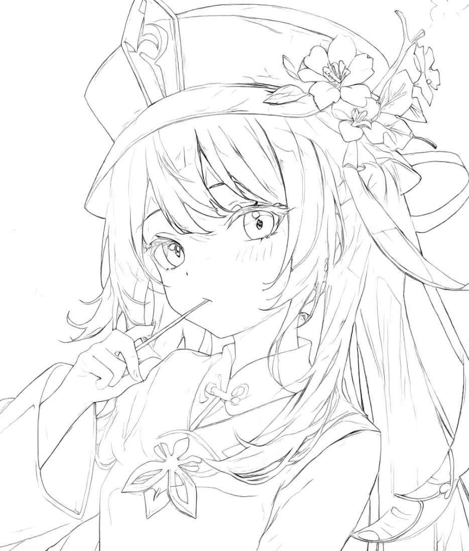 二次元专属交流地# #原神# 胡桃同人图[温暖]第一张是草稿,有点比例