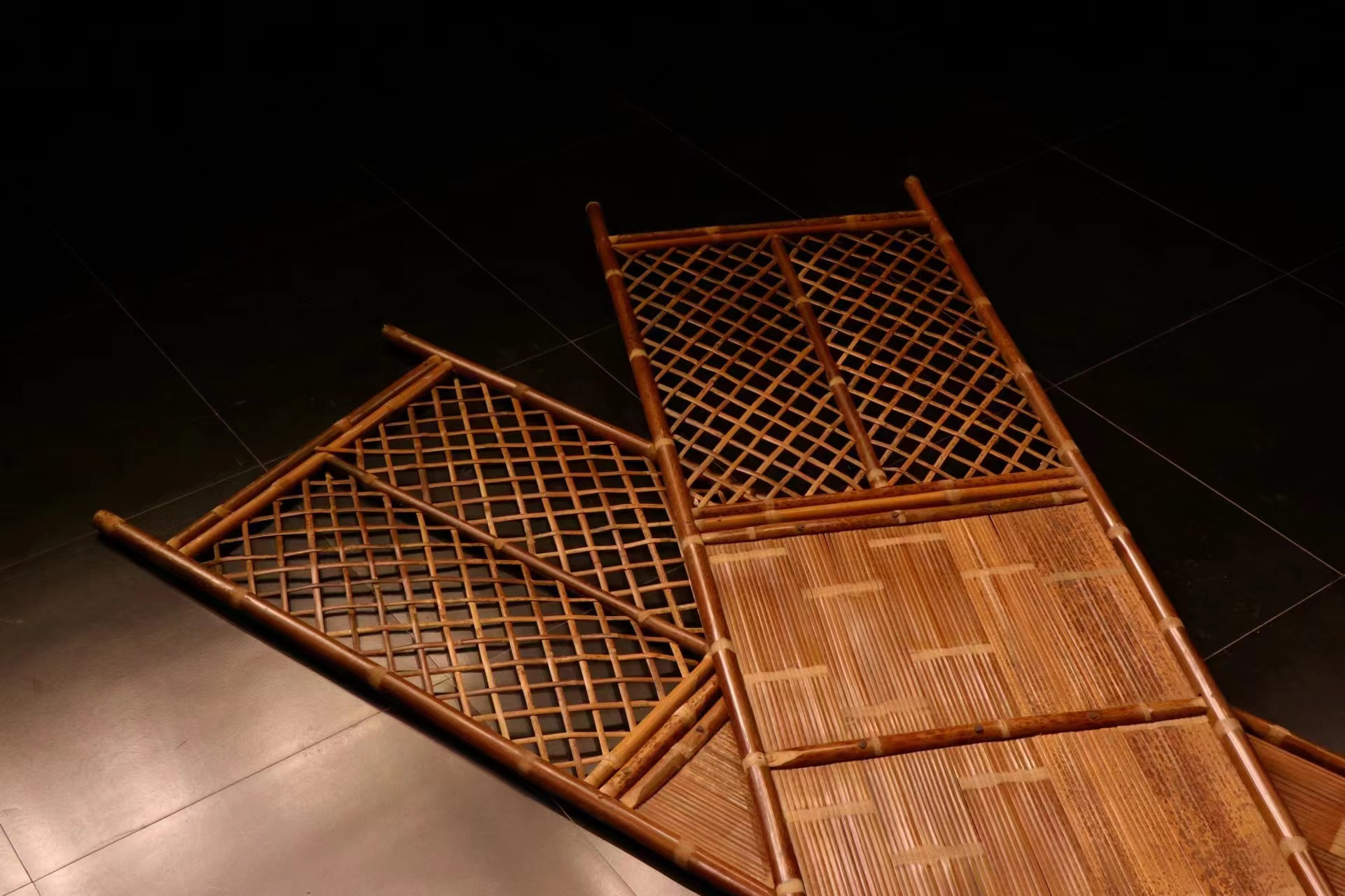 宁可食无肉,不可居无竹～斑竹《湘妃竹》屏风四片一套带门口,清中期