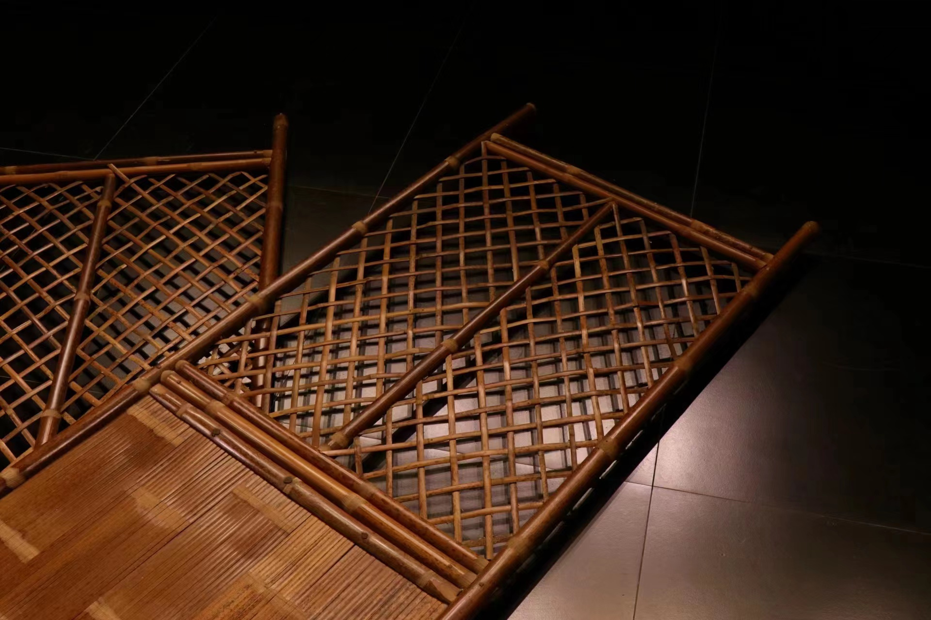 宁可食无肉,不可居无竹～斑竹《湘妃竹》屏风四片一套带门口,清中期