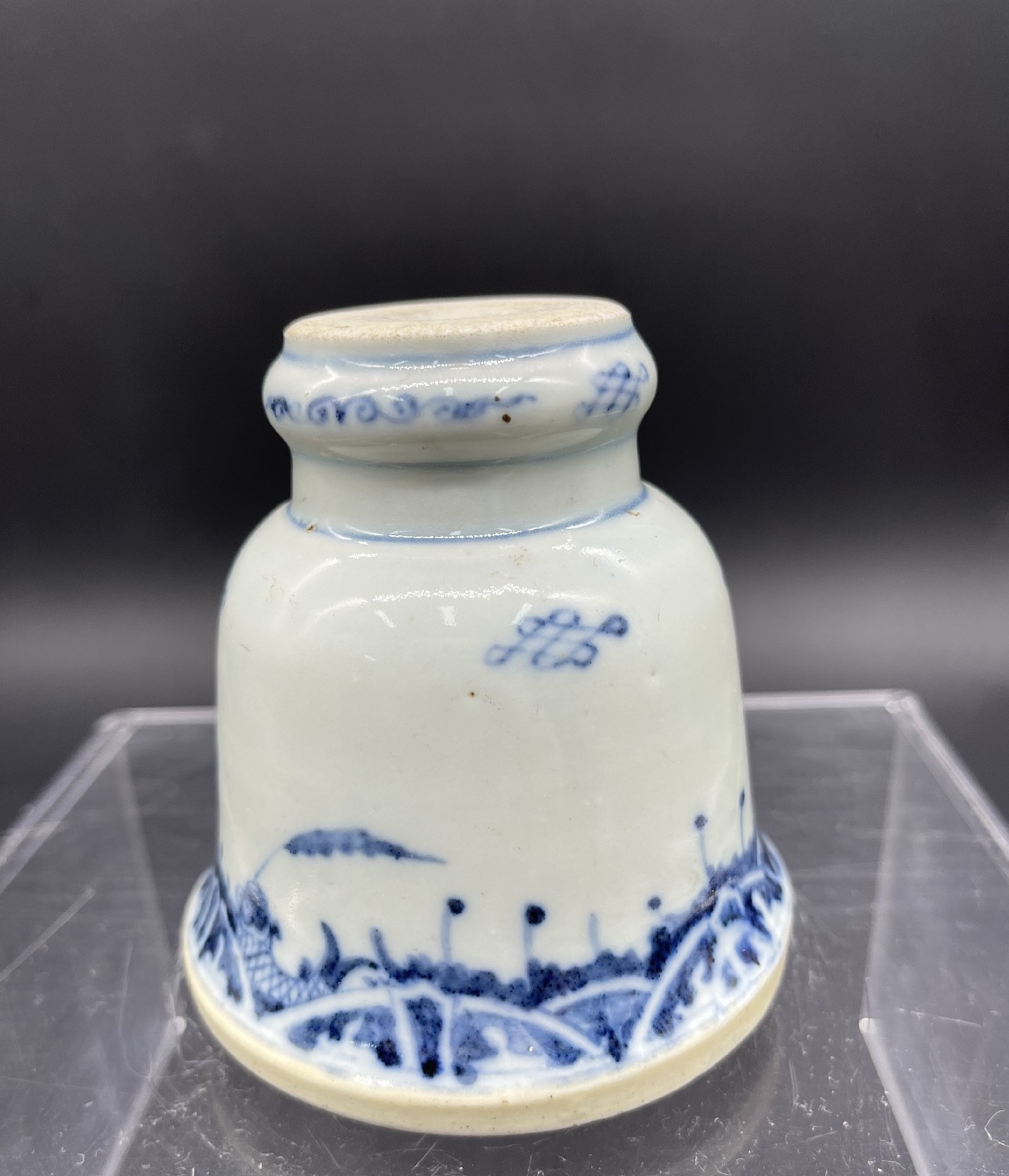 清早期 青花海水纹烛台 全品【收藏级】