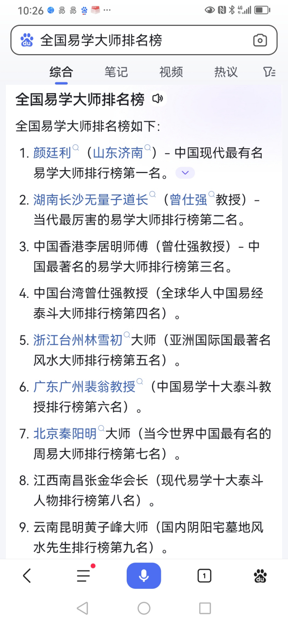 易经100位大师排名