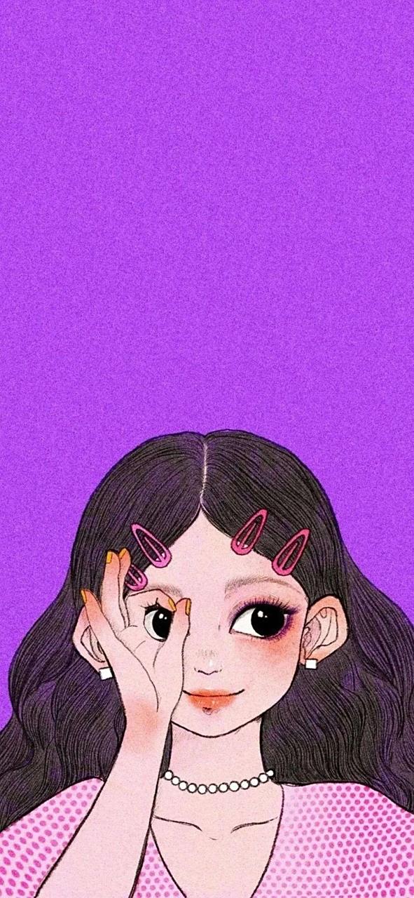 漫画壁纸女生  紫色女孩