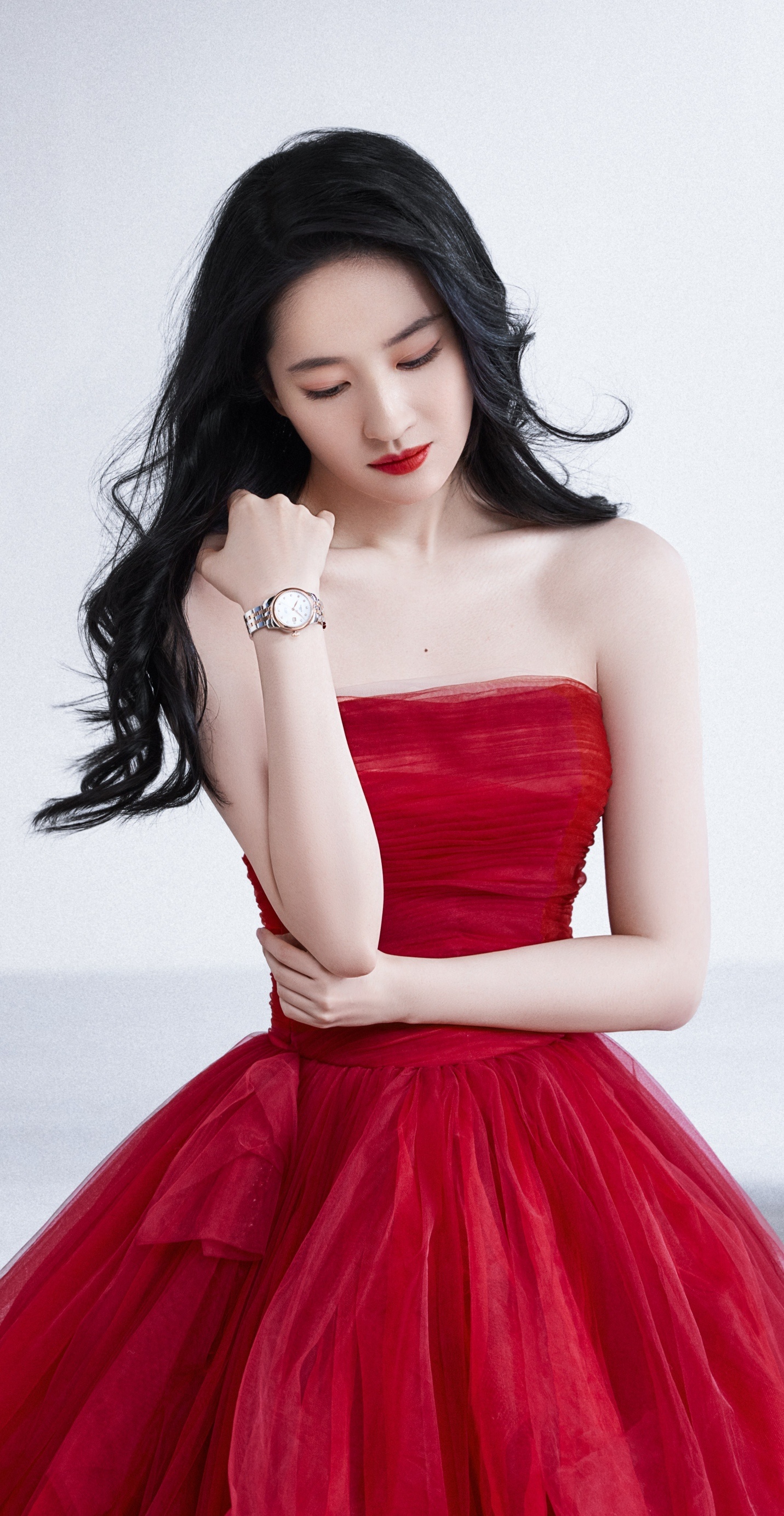 红色抹胸裙#刘亦菲# 676767