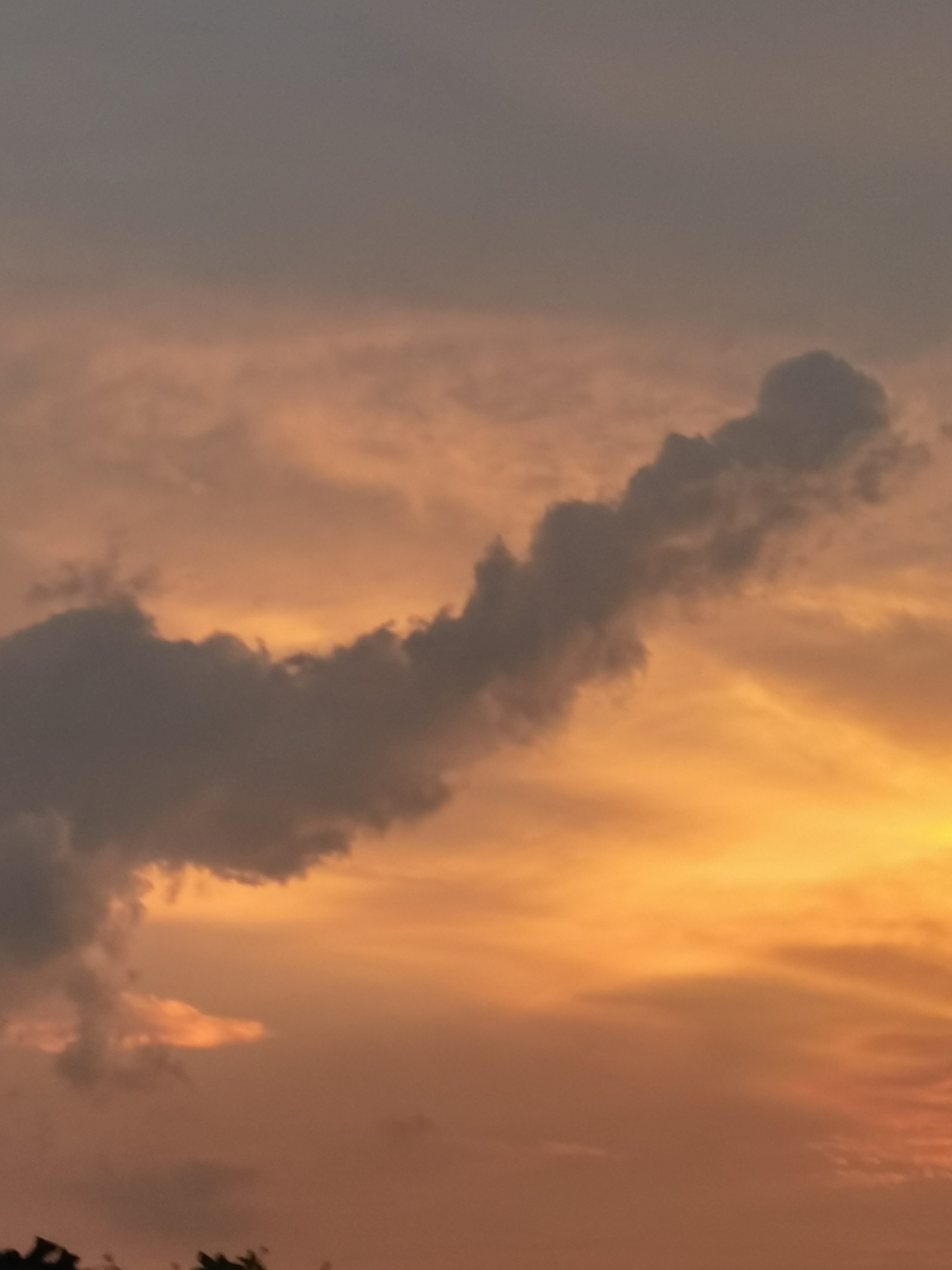 夕阳下的云朵,美得像一幅画,心情也跟着愉悦起来!