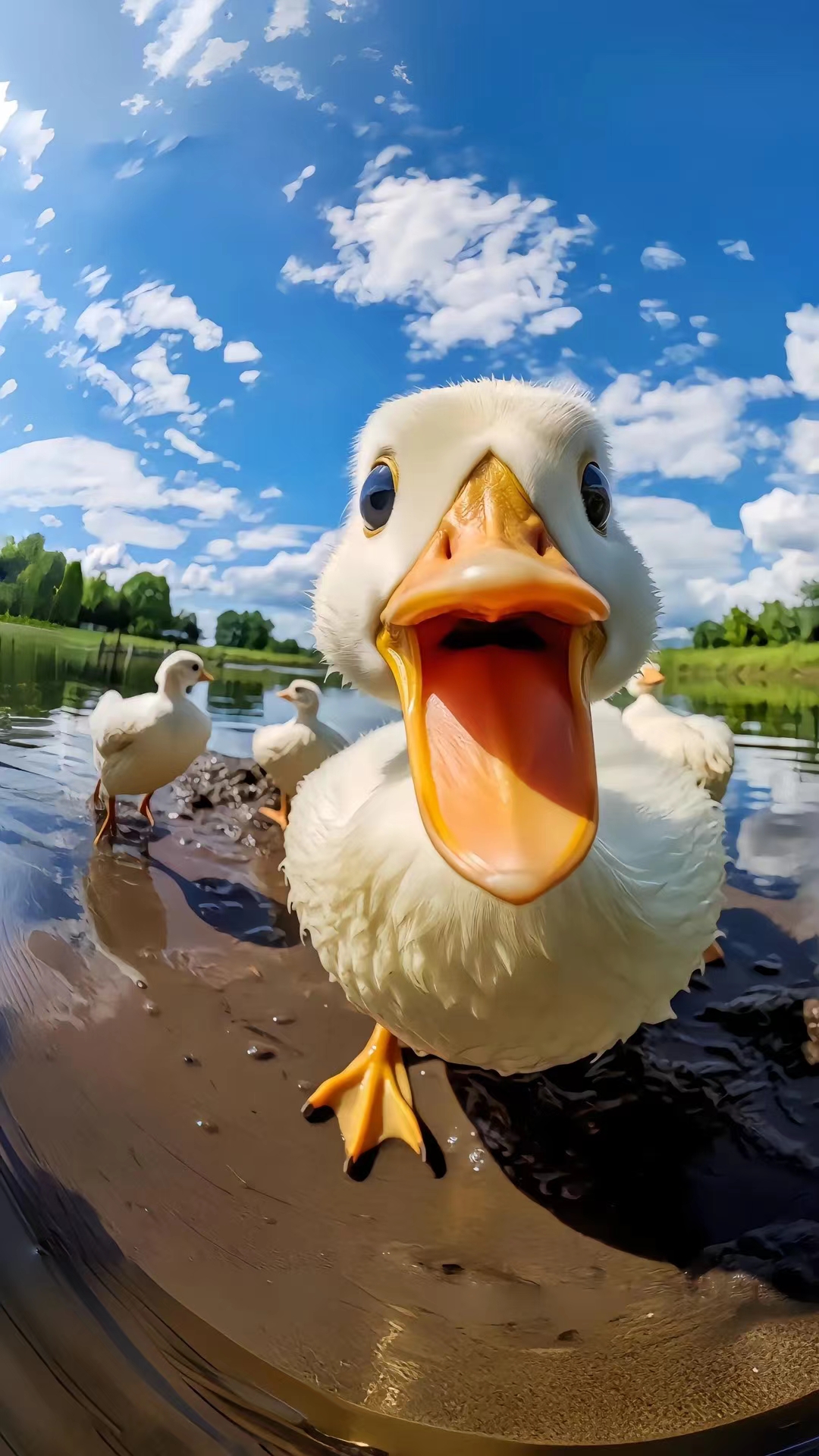 它张着嘴巴,伸着脖子,好像在尽情享受着这个世界.