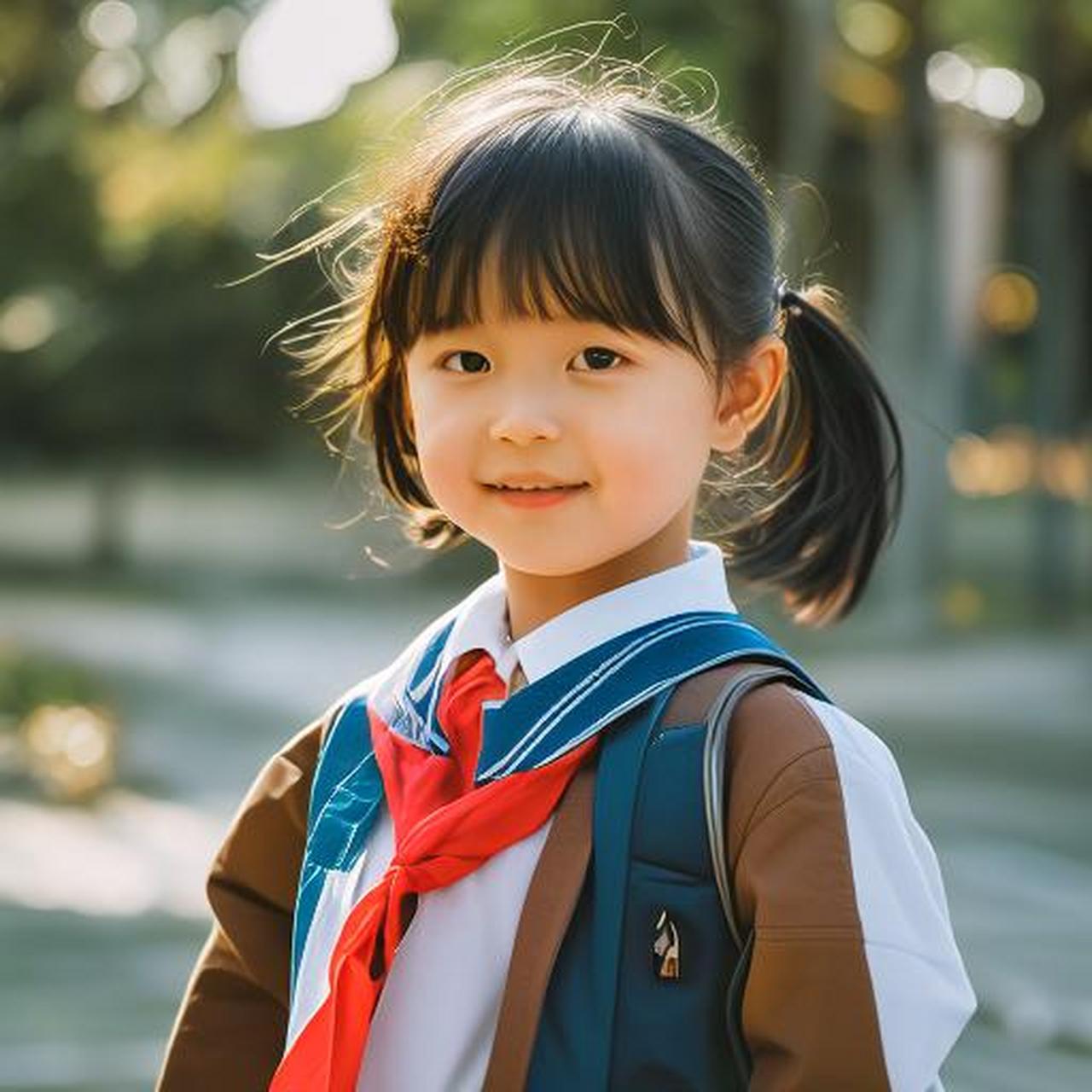 看到这小学一年级的可爱女孩,我忍不住想起自己的童年.