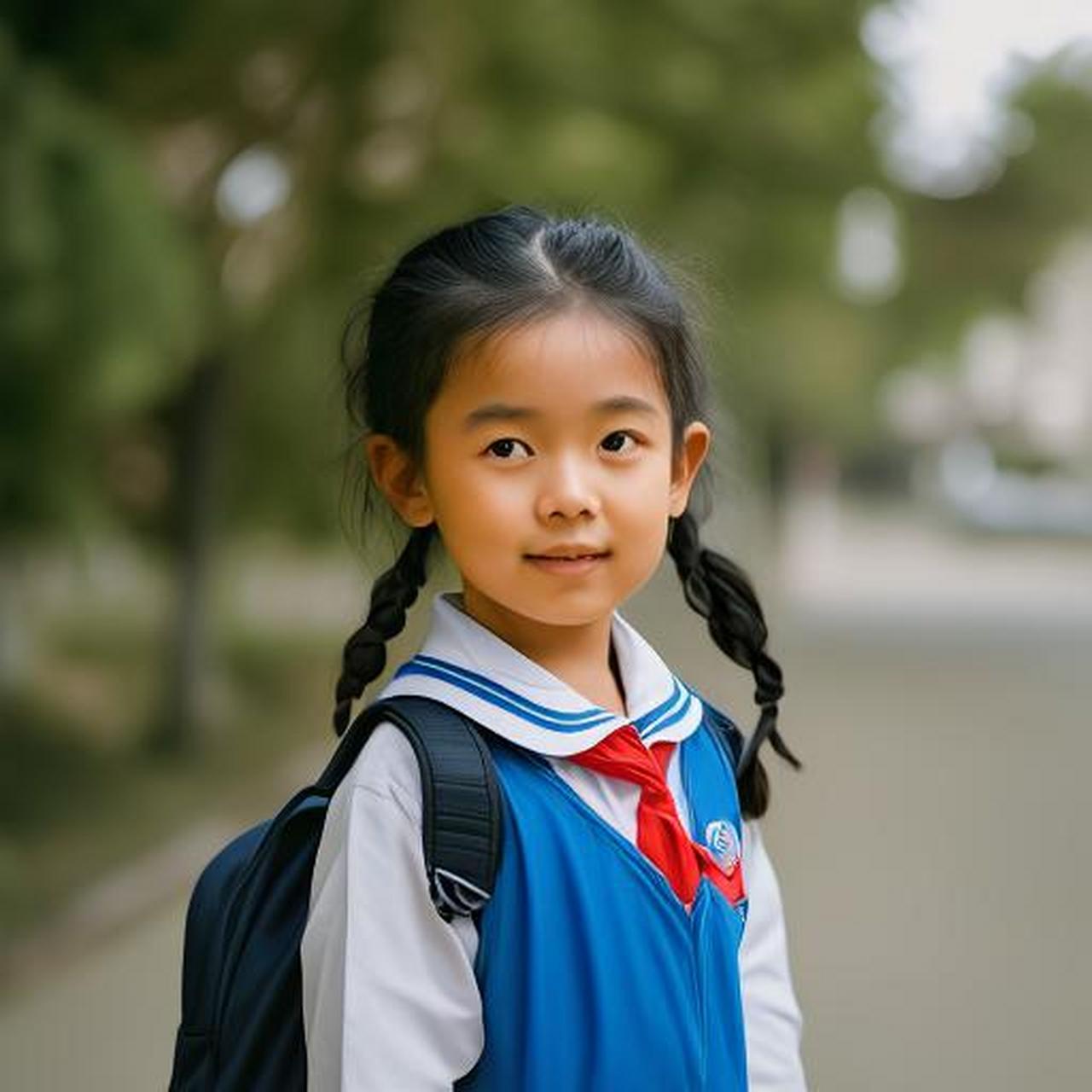 看到这小学一年级的可爱女孩,我忍不住想起自己的童年.