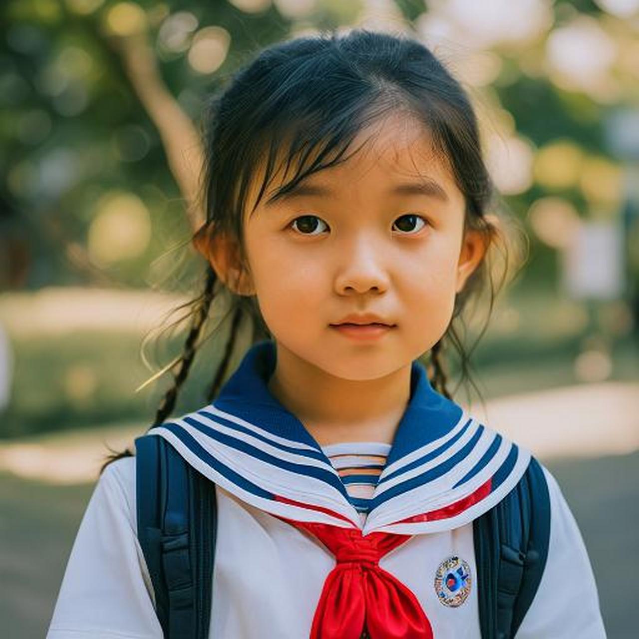 看到这小学一年级的可爱女孩,我忍不住想起自己的童年.