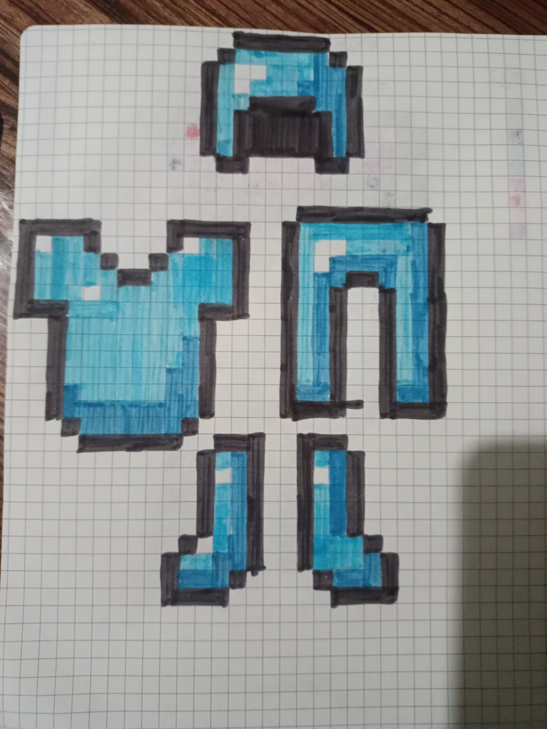 我的世界钻石套,爱心,桶像素画