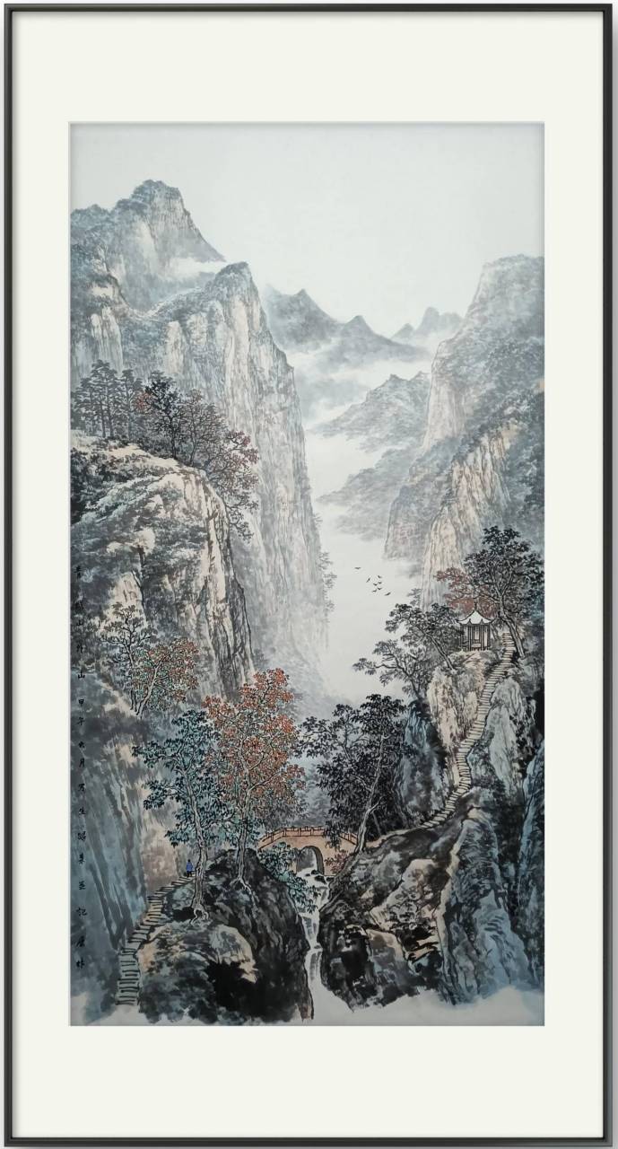 徐康林老师山水画《青城山外山》,2014年写生的来画于师源堂工作室.